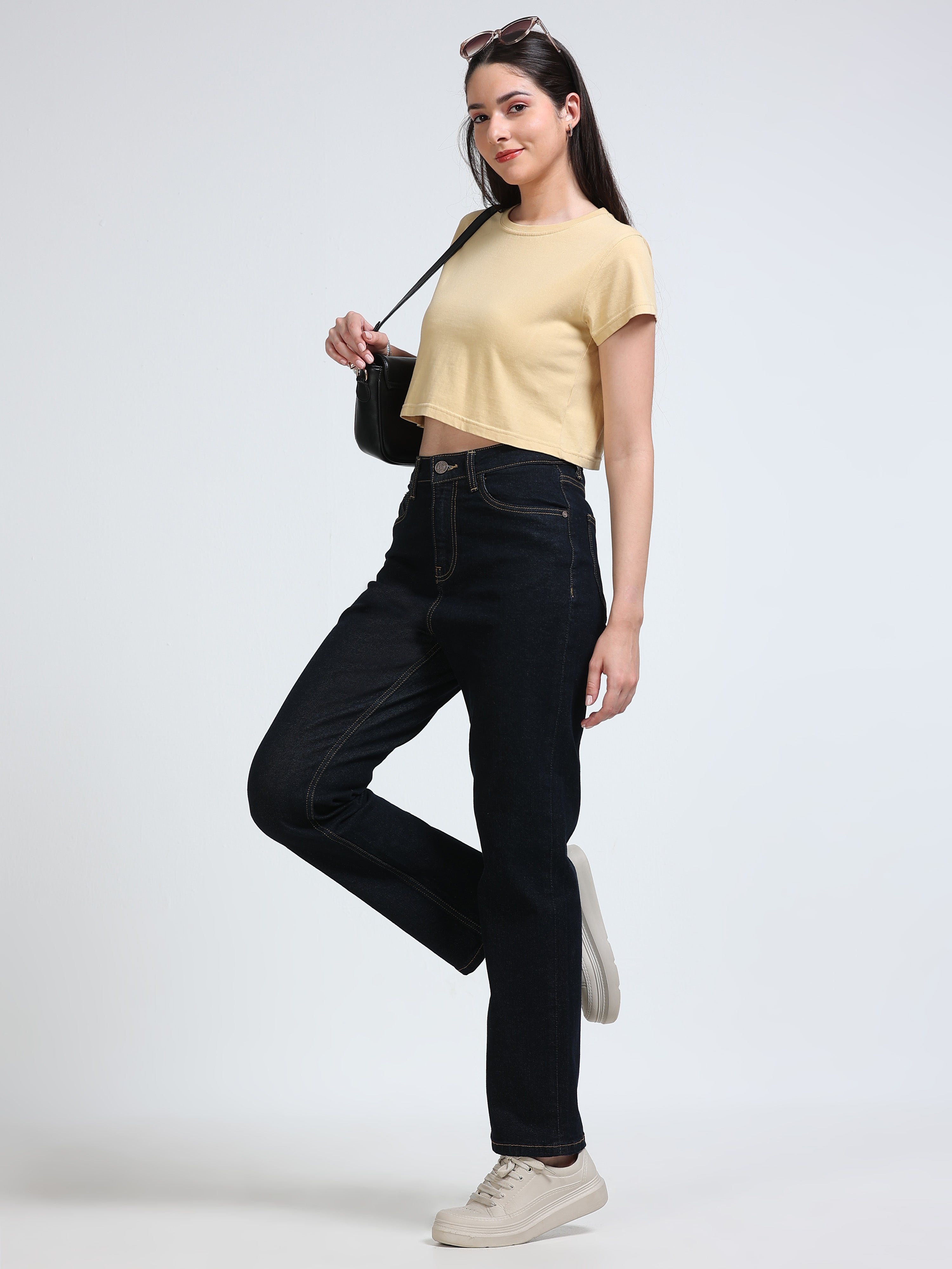 High Rise Straight Fit Jeans - Indigo