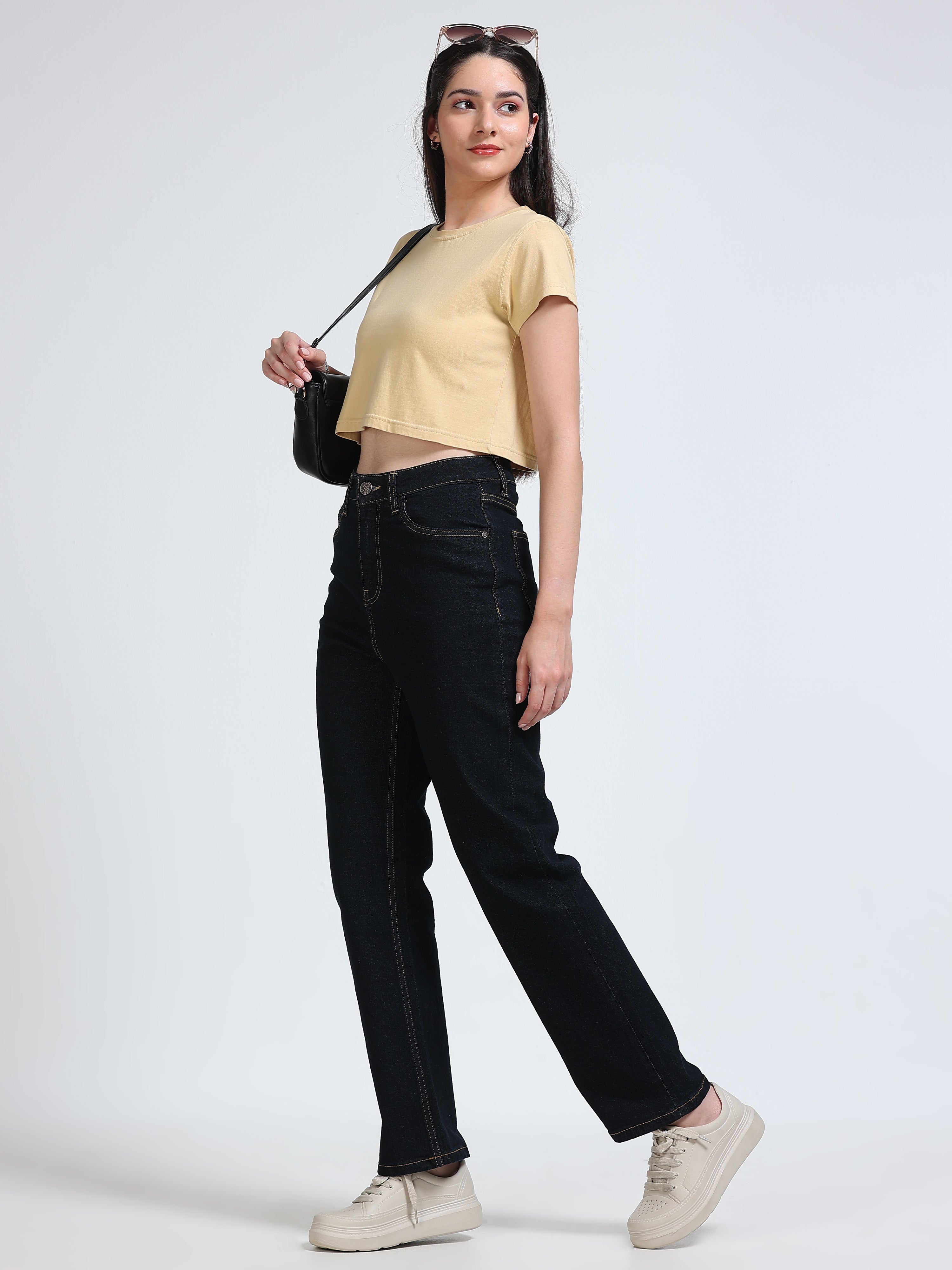 High Rise Straight Fit Jeans - Indigo