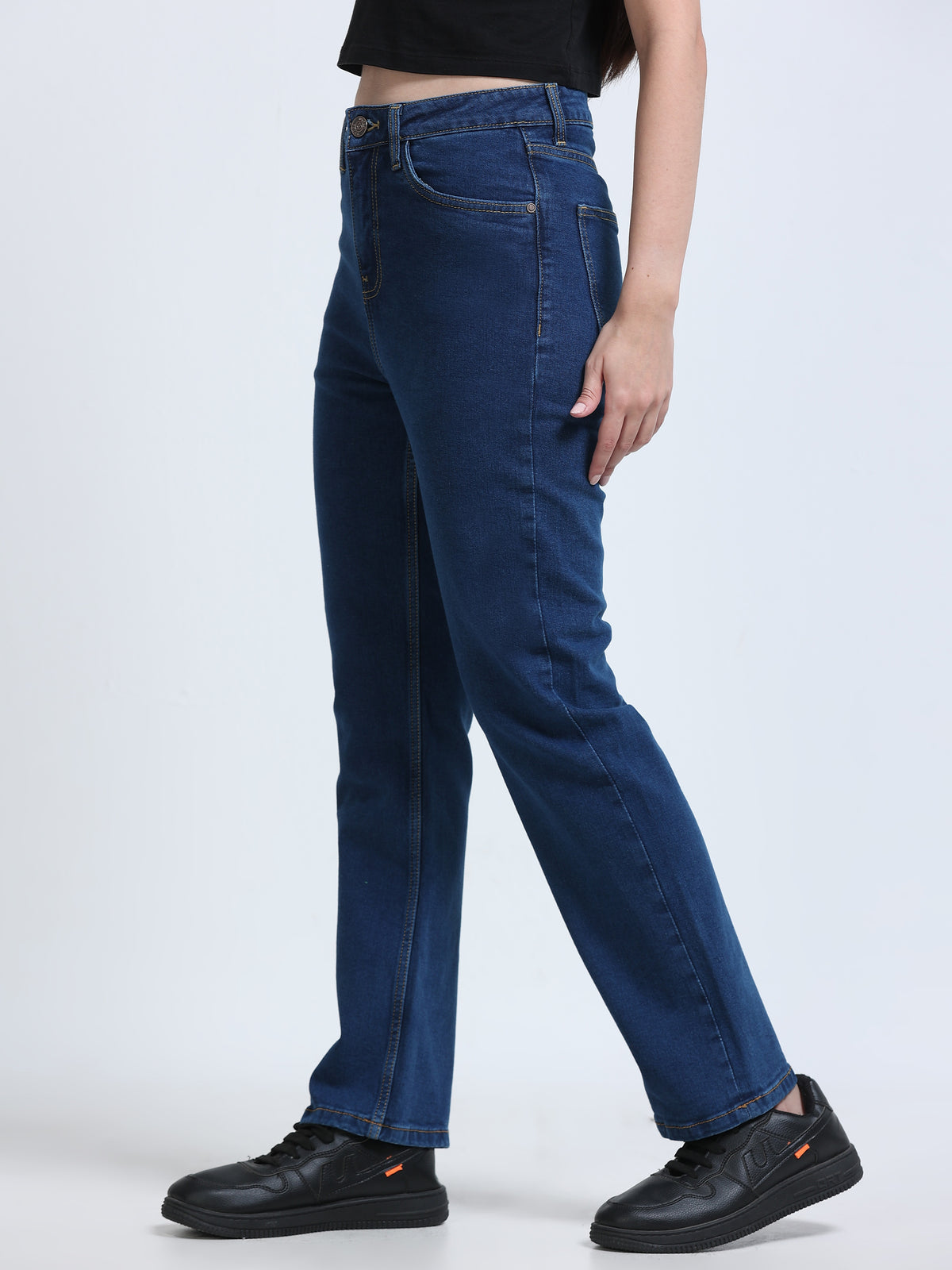 High Rise Straight Fit Jeans - Blue