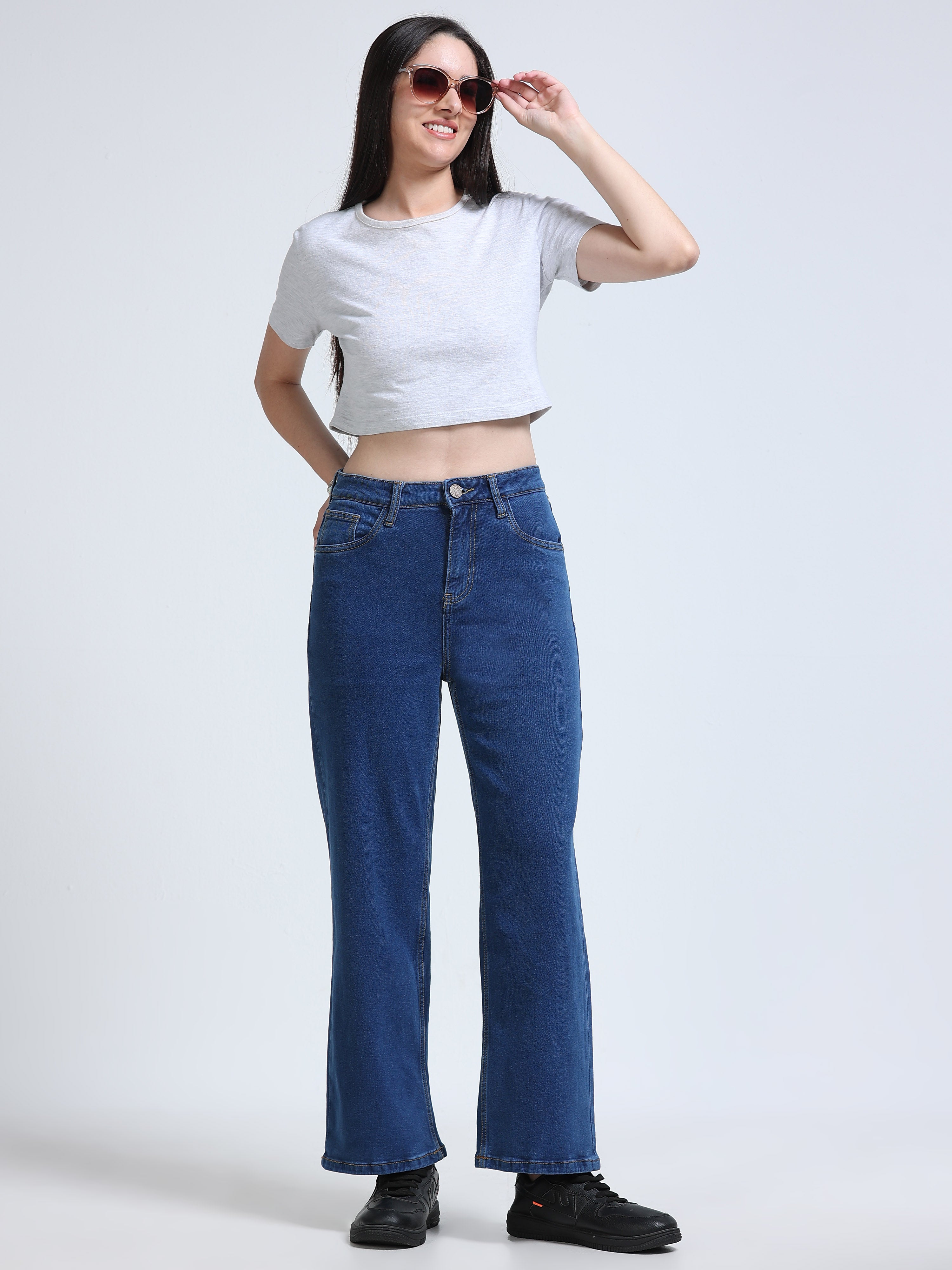 High Rise Wide Leg Jeans - Blue