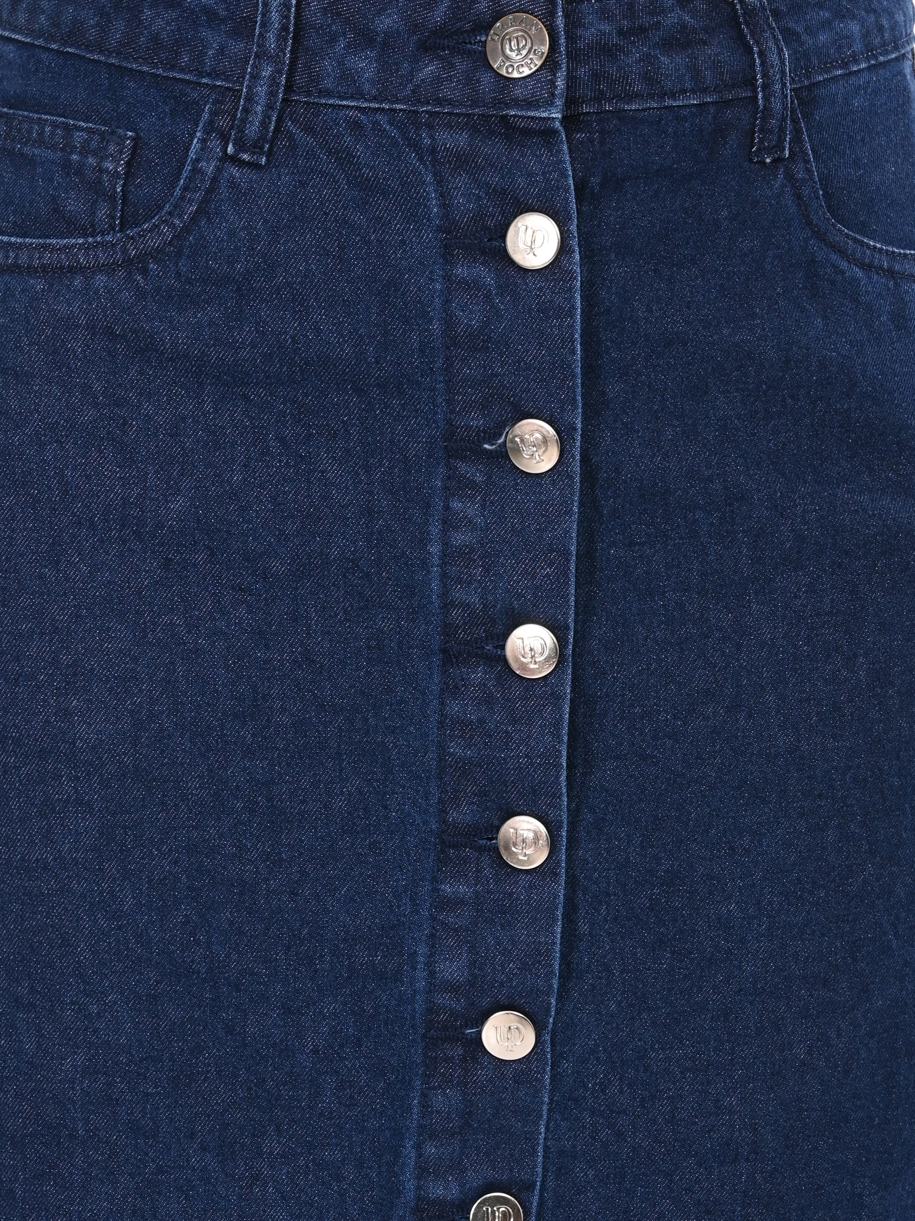 Solid Denim Skirt -Dark Blue