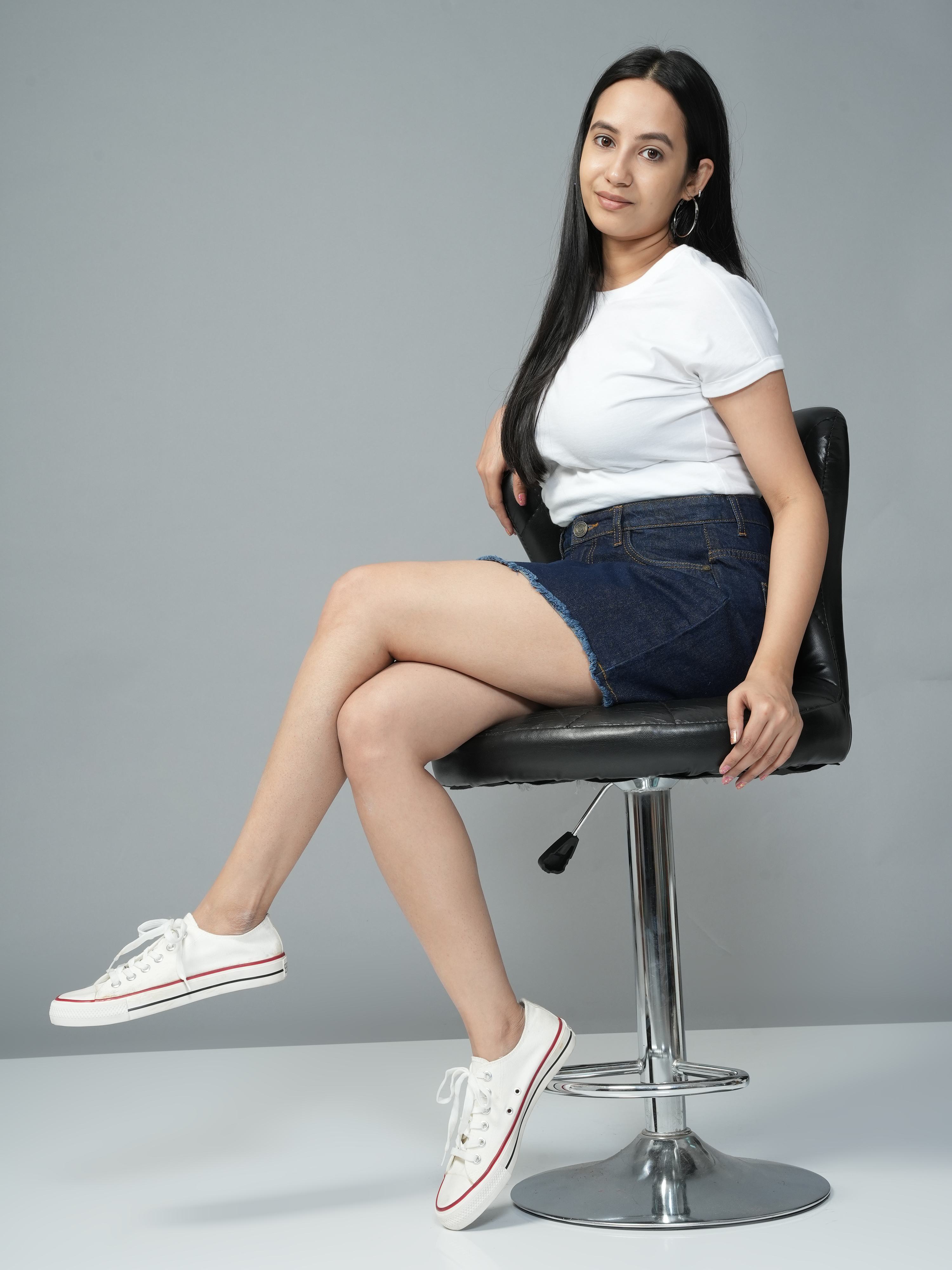 High Rise Indigo Denim Skirt