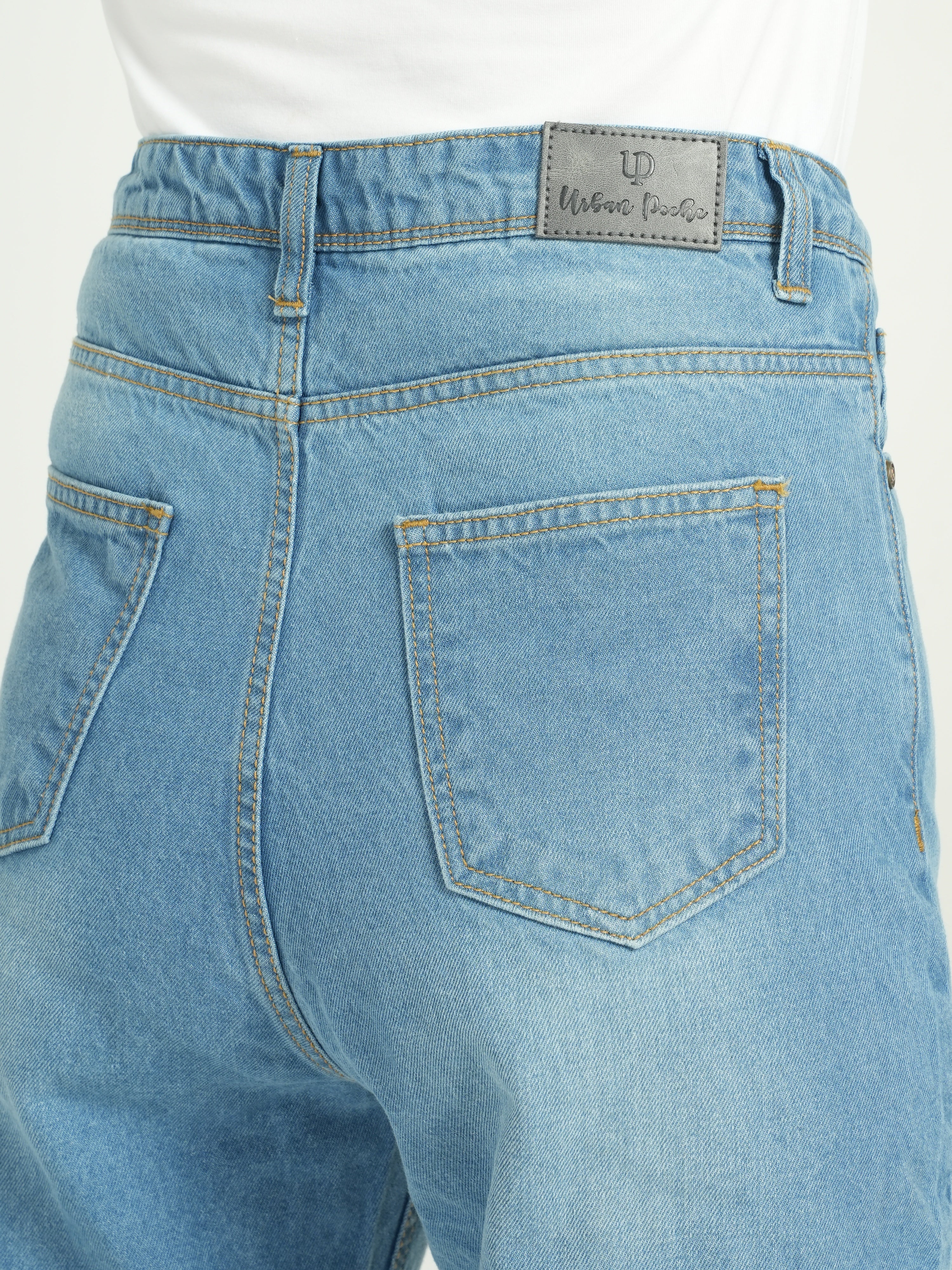 Ice Blue High Rise Straight Fit Jeans