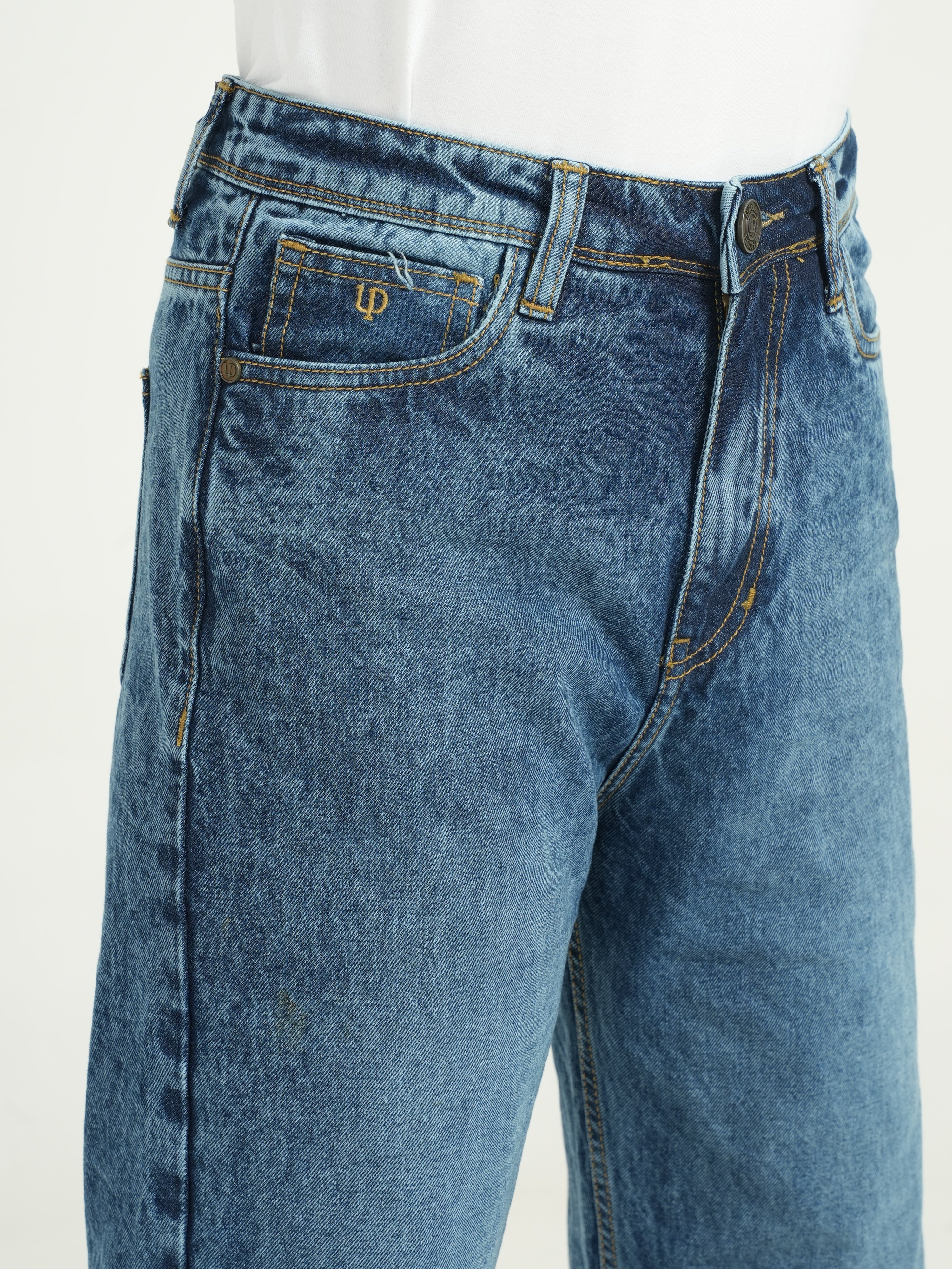 Blue High Rise Straight Fit Jeans
