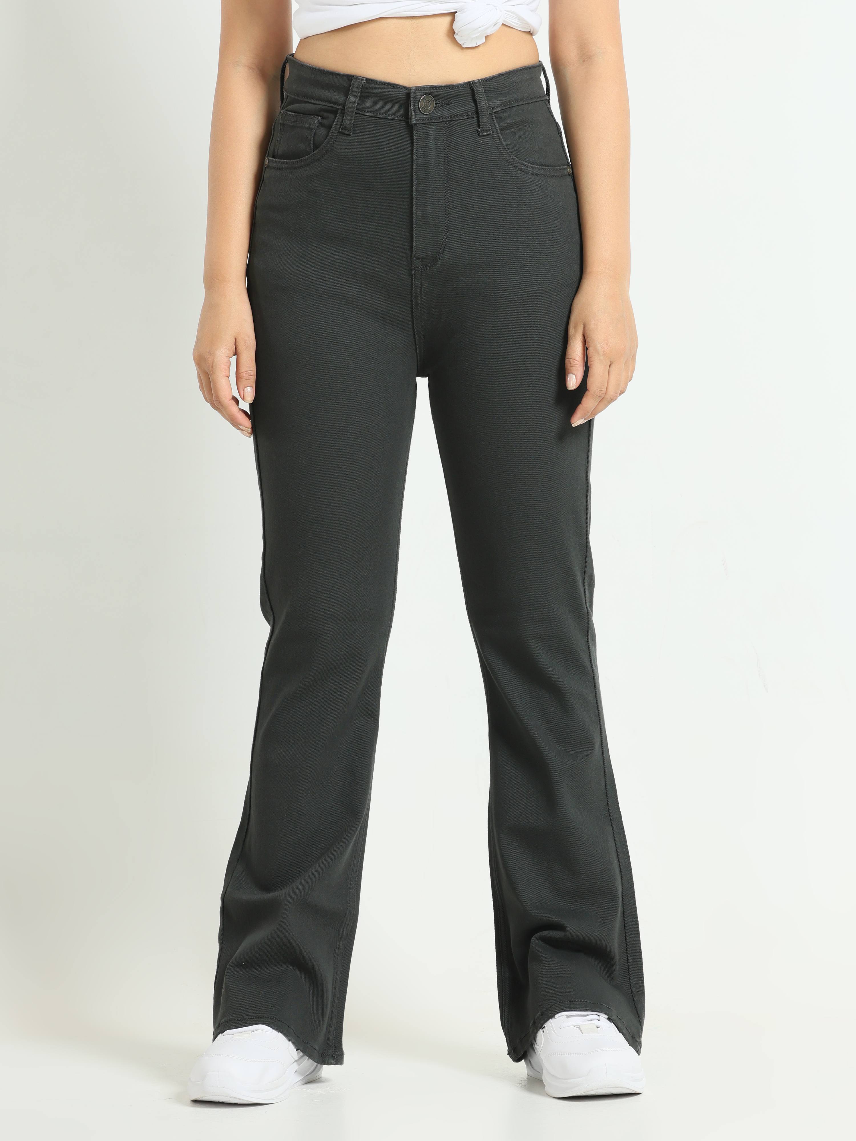 High Rise Bootcut Jeans - Charcoal Black