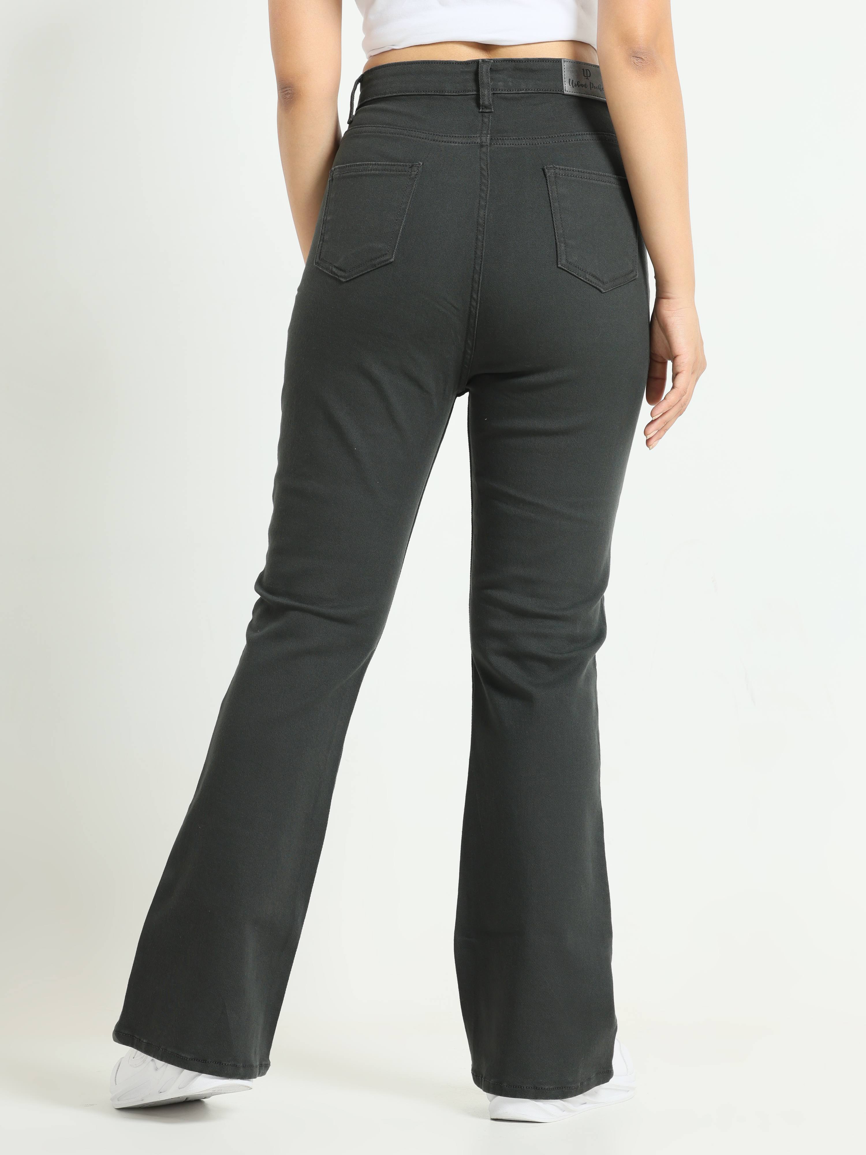 High Rise Bootcut Jeans - Charcoal Black