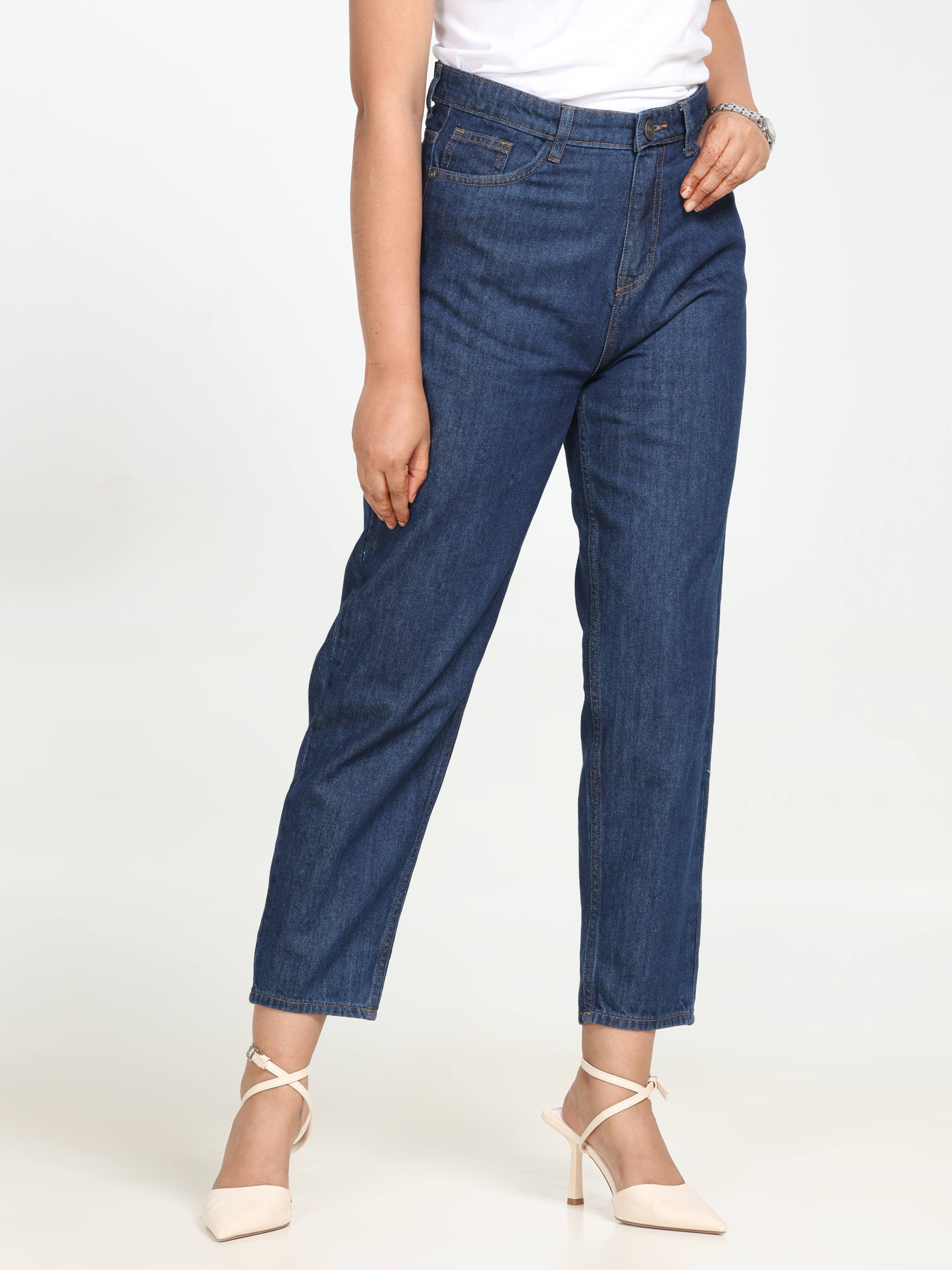 High Rise Mom Fit Denim - Blue