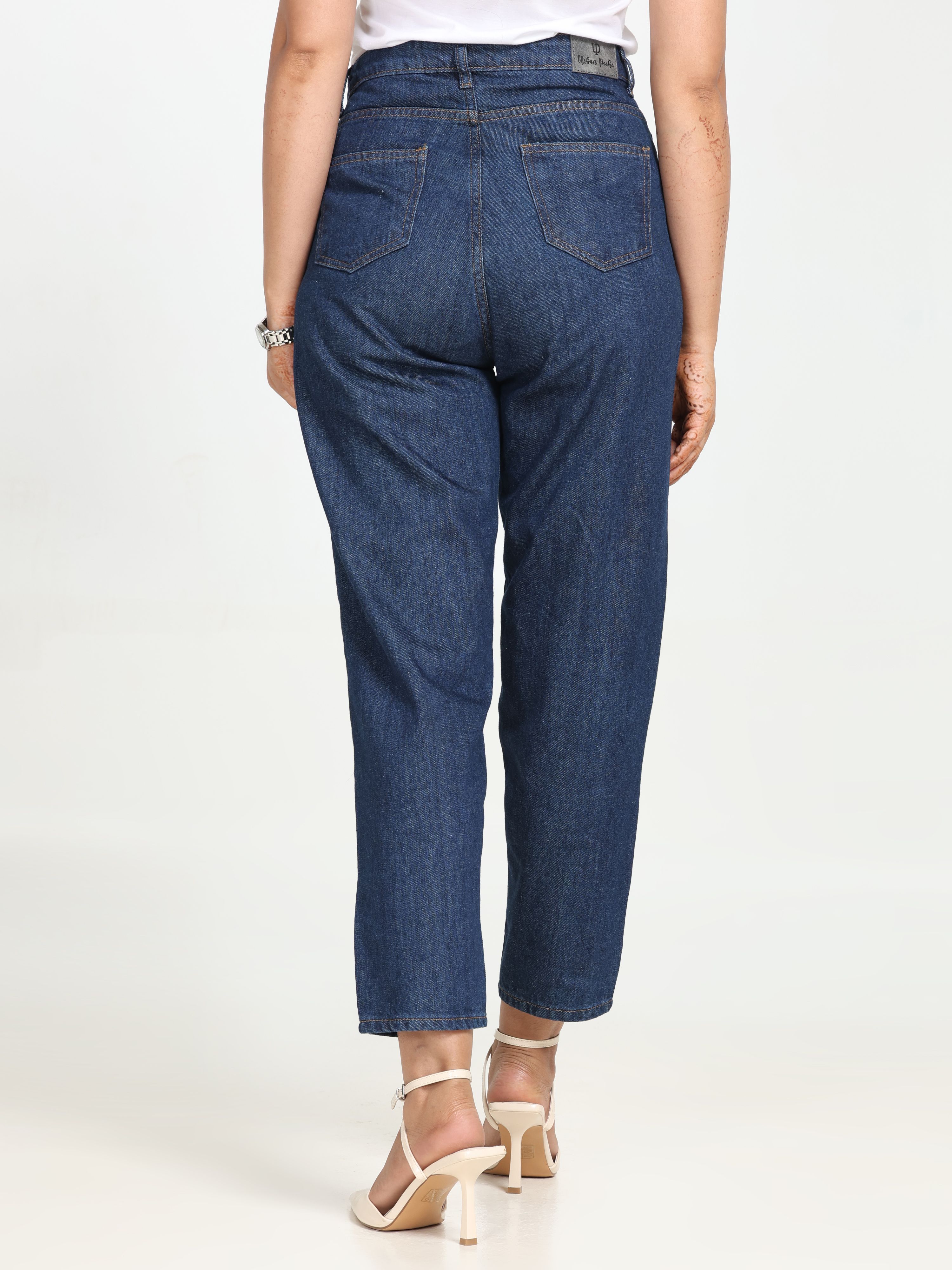 High Rise Mom Fit Denim - Blue