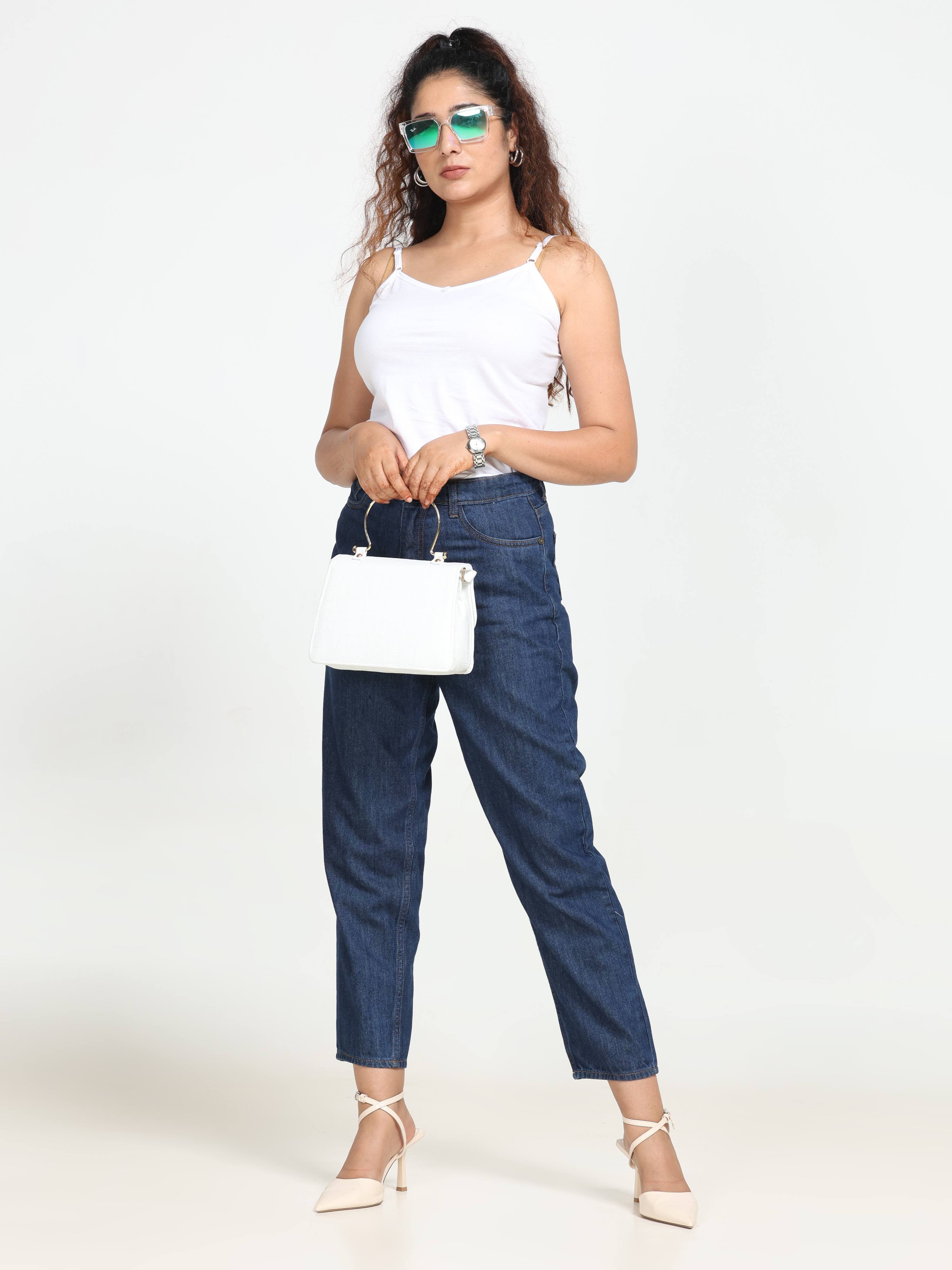 High Rise Mom Fit Denim - Blue