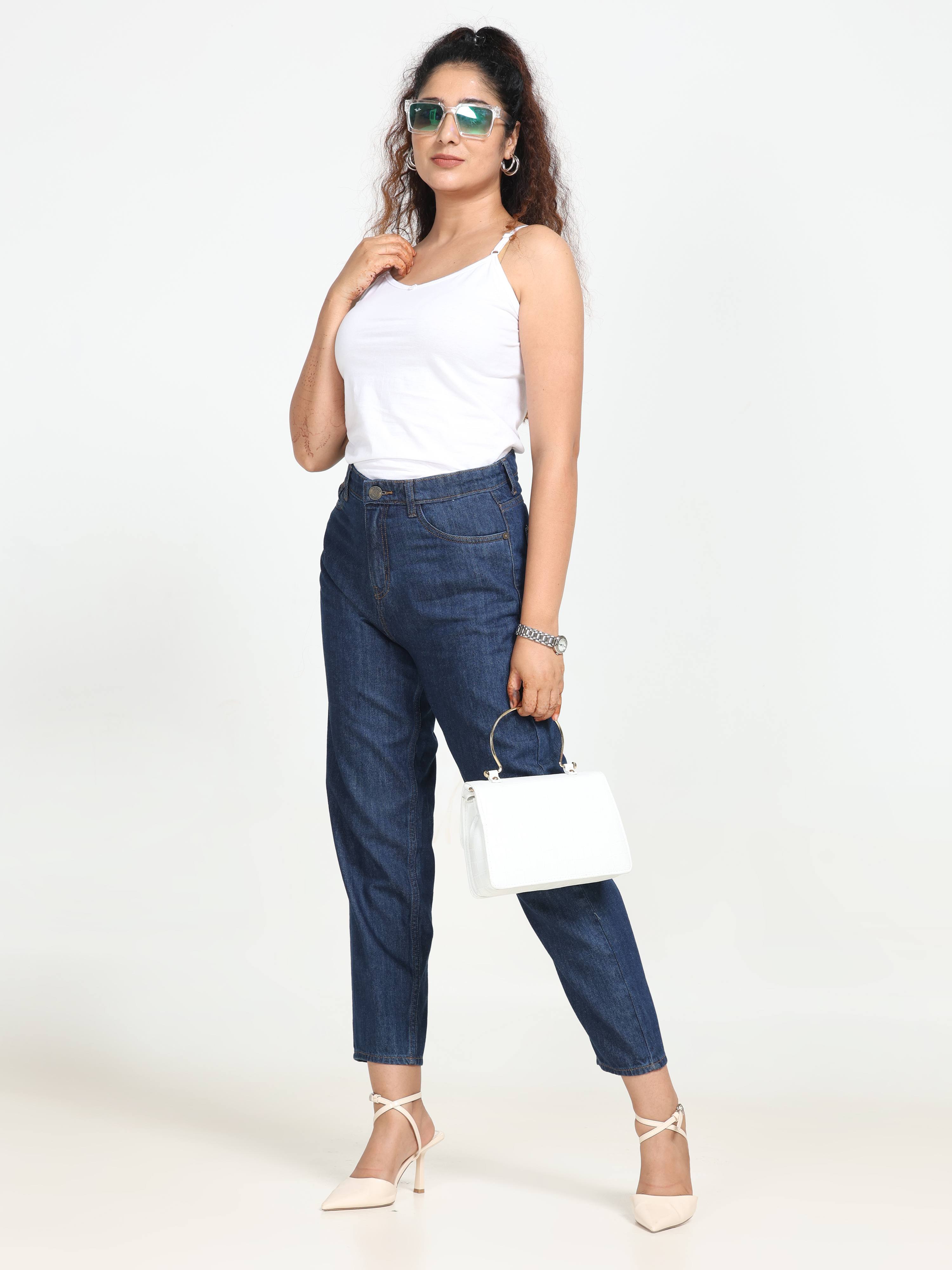 High Rise Mom Fit Denim - Blue
