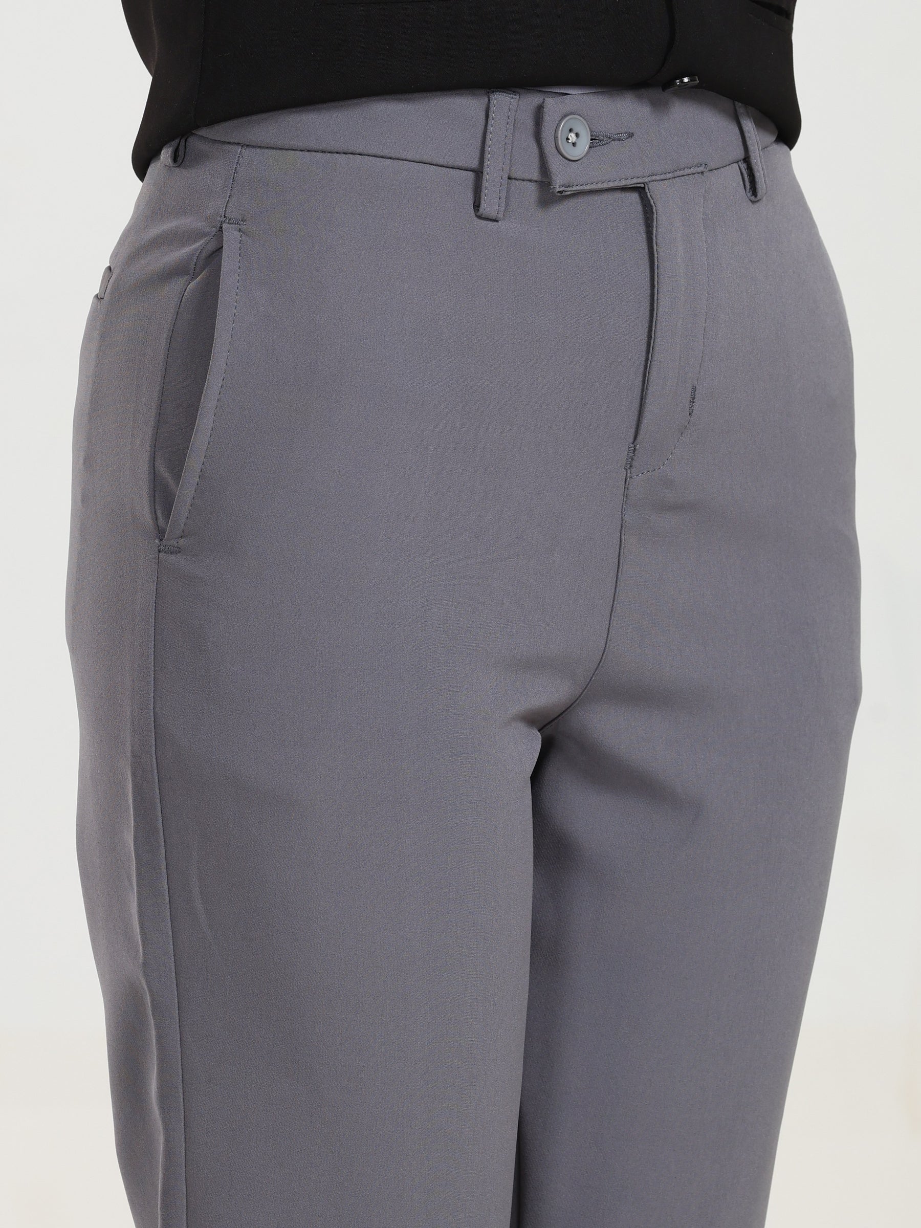 High Rise Bootcut Trousers - Dark Grey