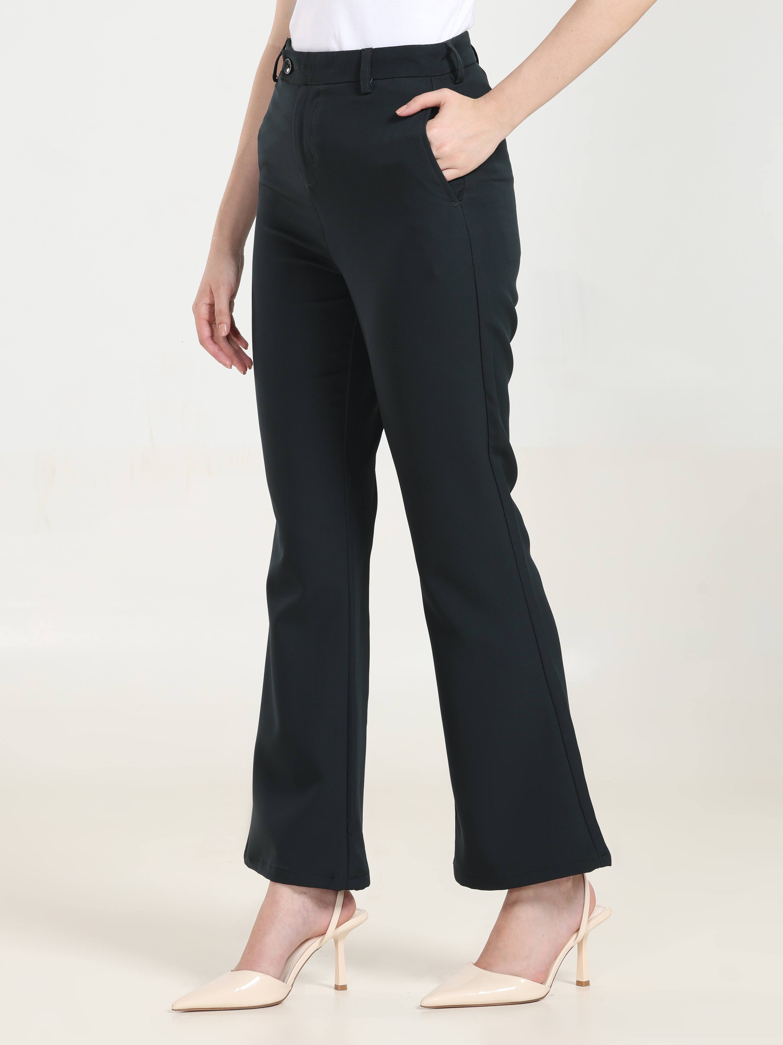 High Rise Bootcut Trousers - Rama Green