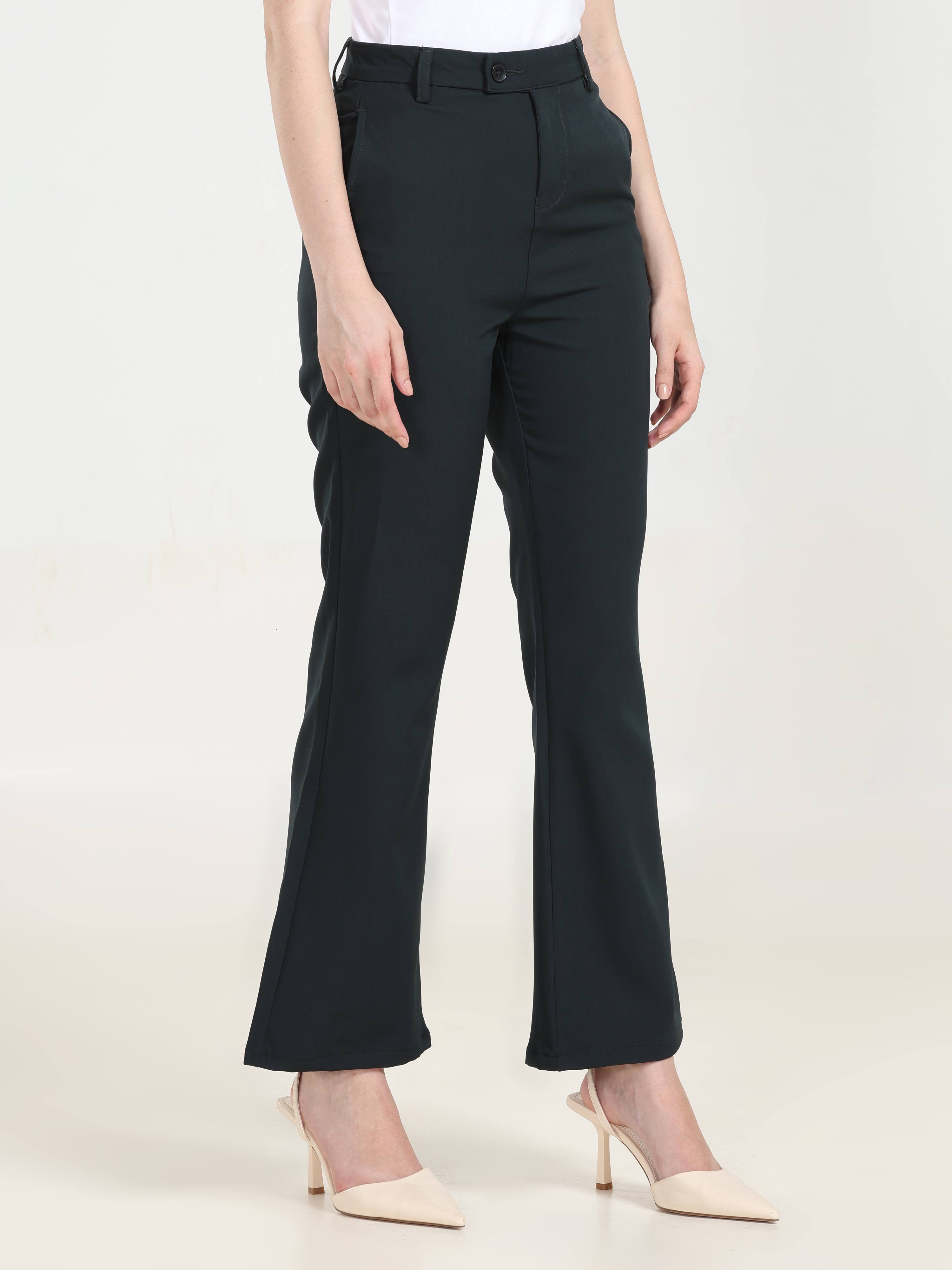 High Rise Bootcut Trousers - Rama Green