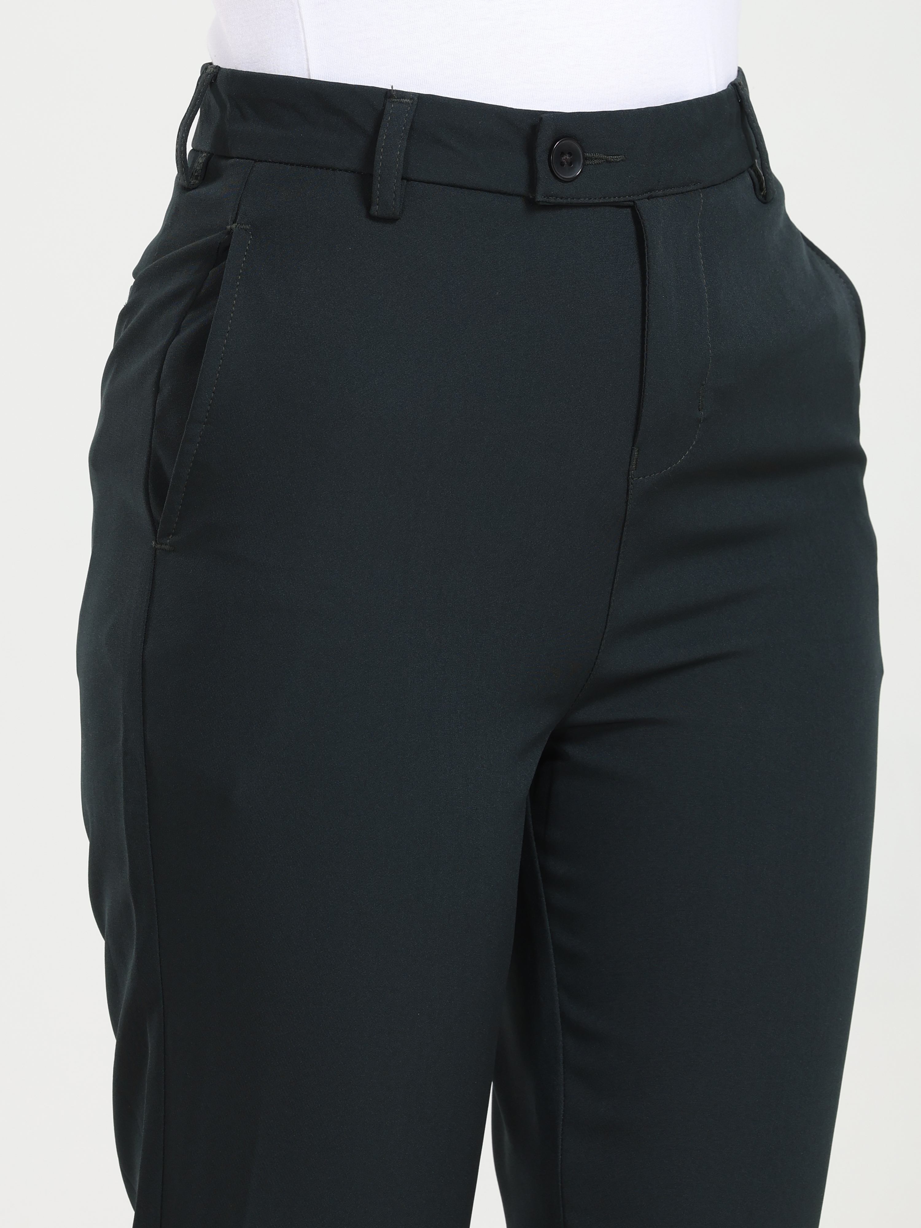 High Rise Bootcut Trousers - Rama Green