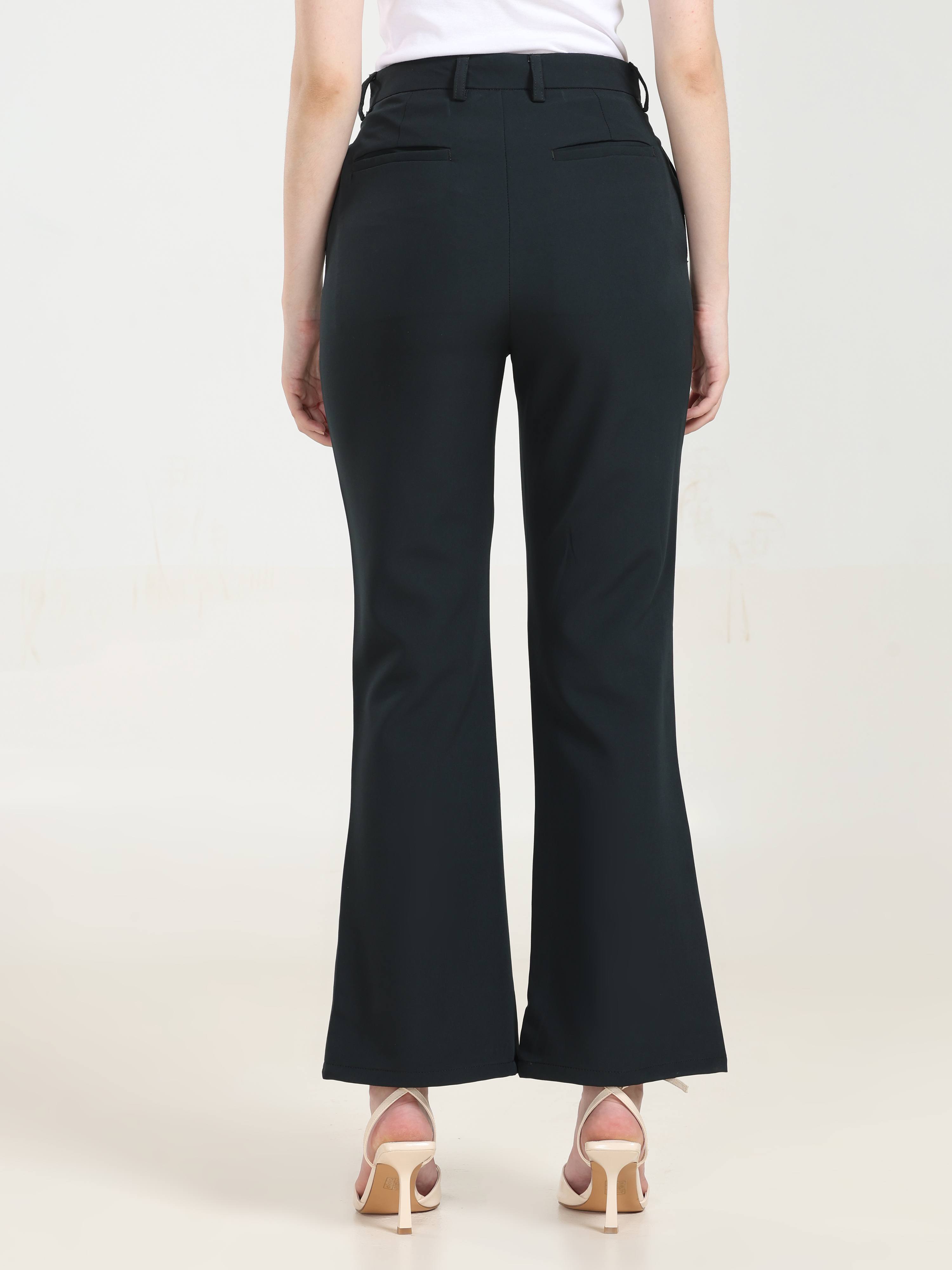 High Rise Bootcut Trousers - Rama Green