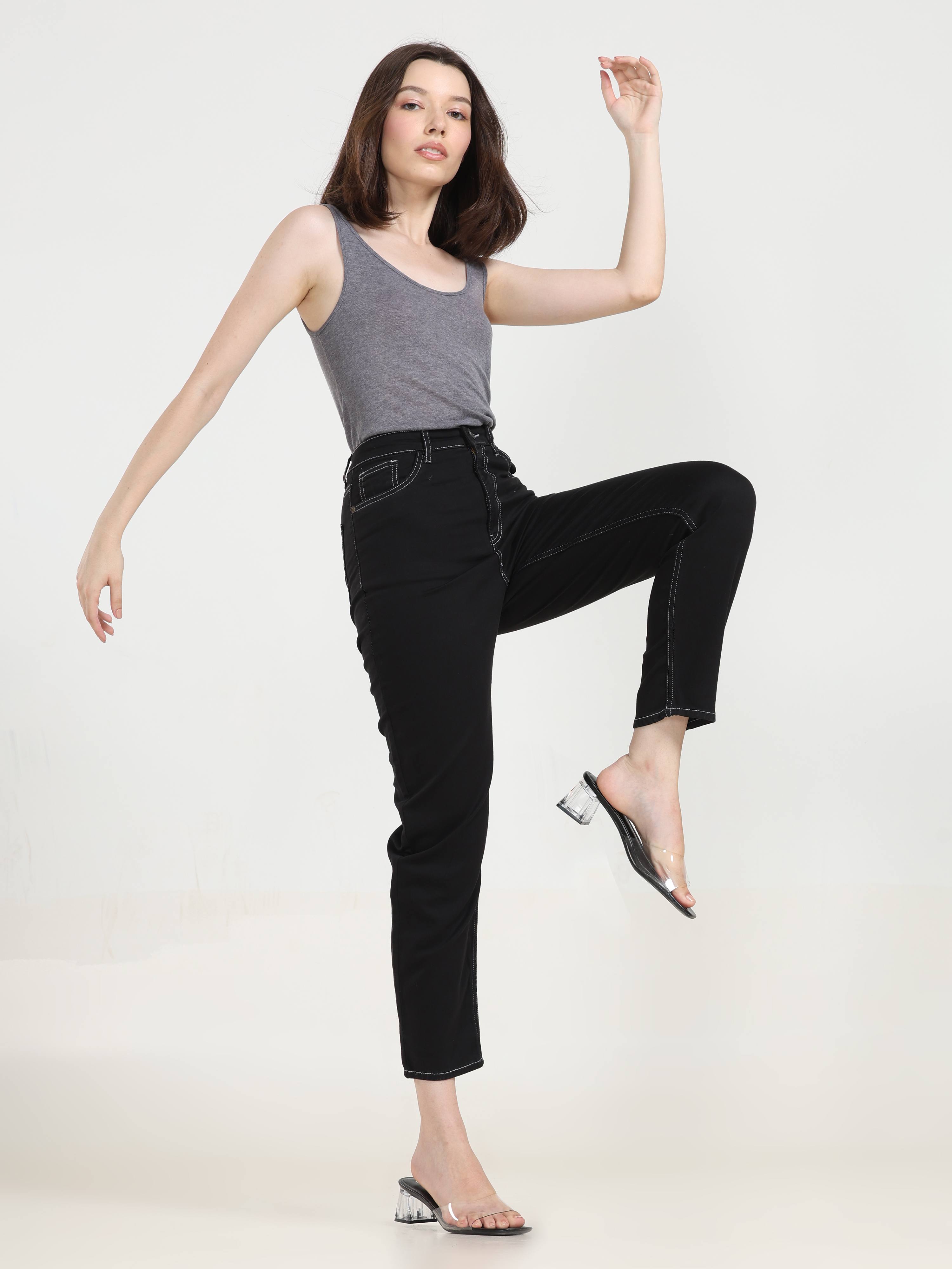 High Rise Mom Fit Denim - Black