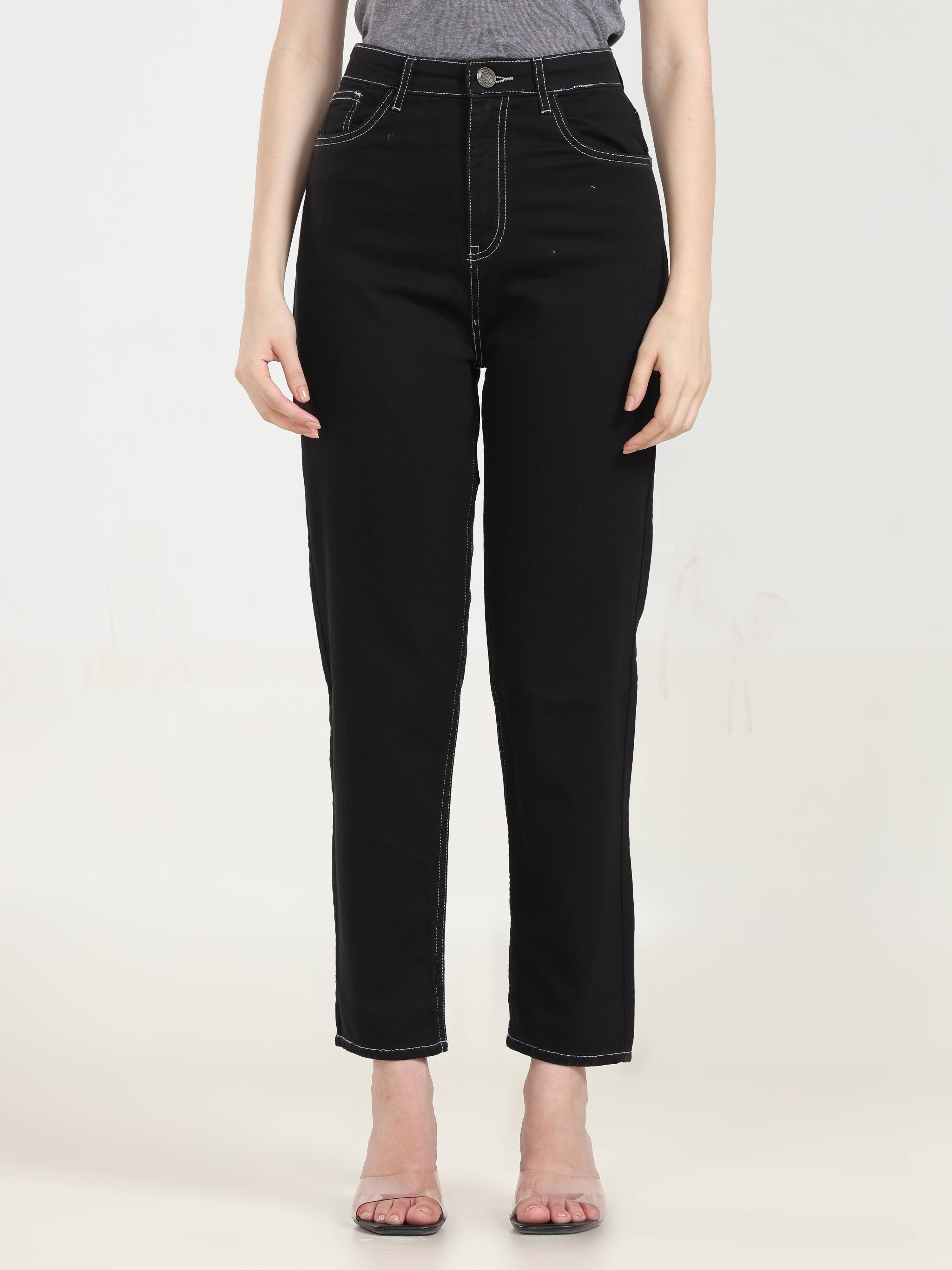 High Rise Mom Fit Denim - Black