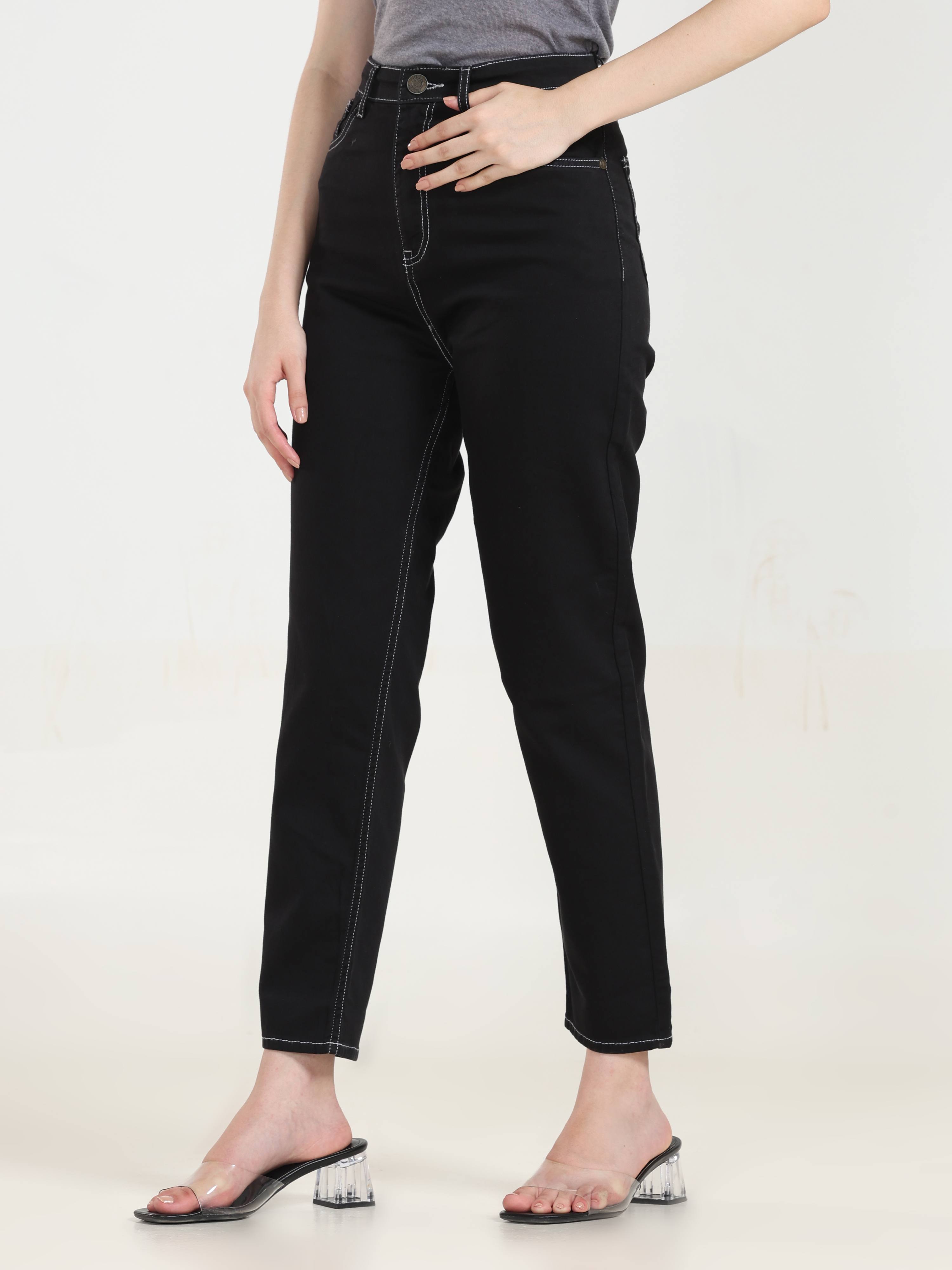 High Rise Mom Fit Denim - Black