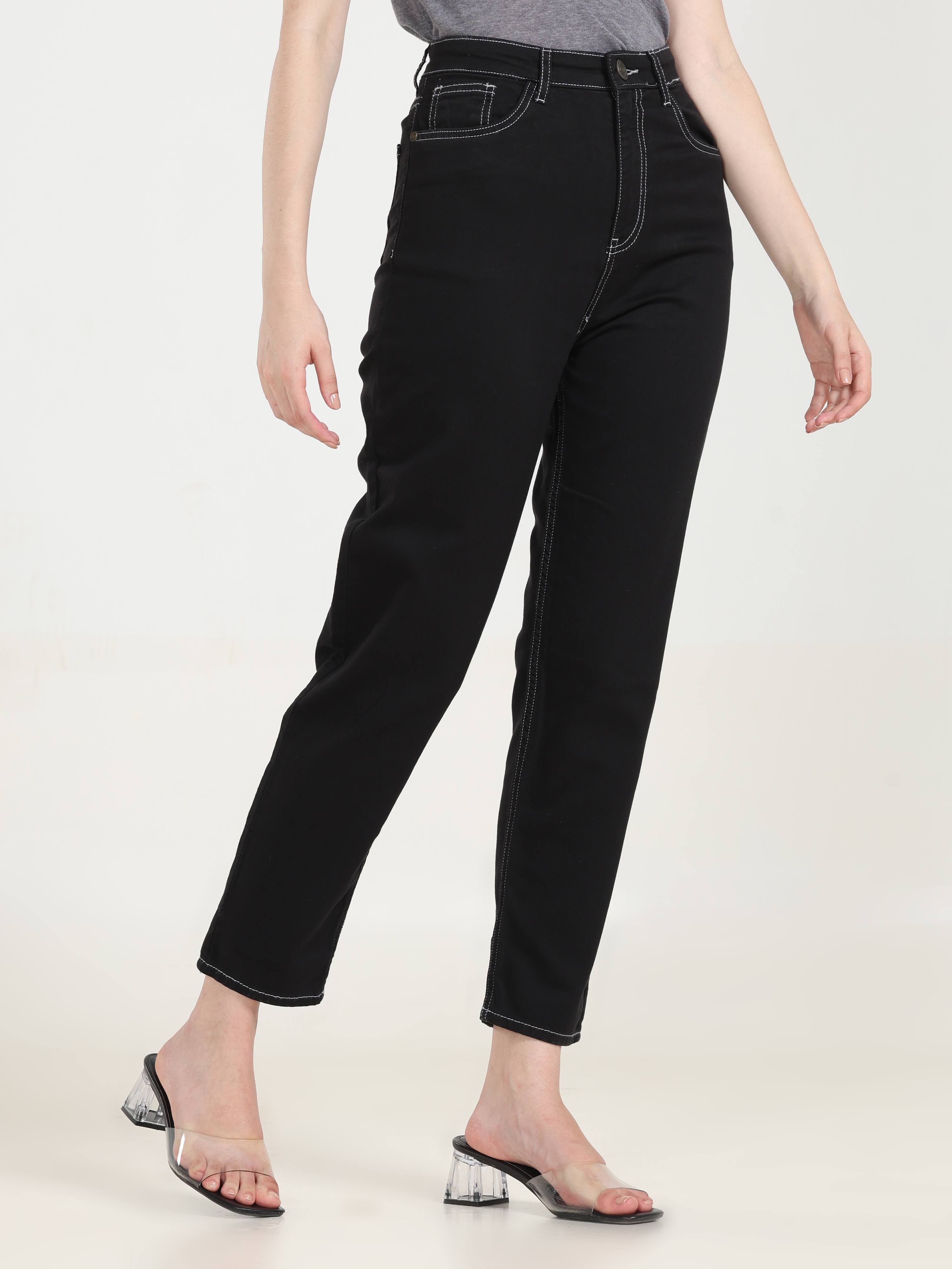 High Rise Mom Fit Denim - Black