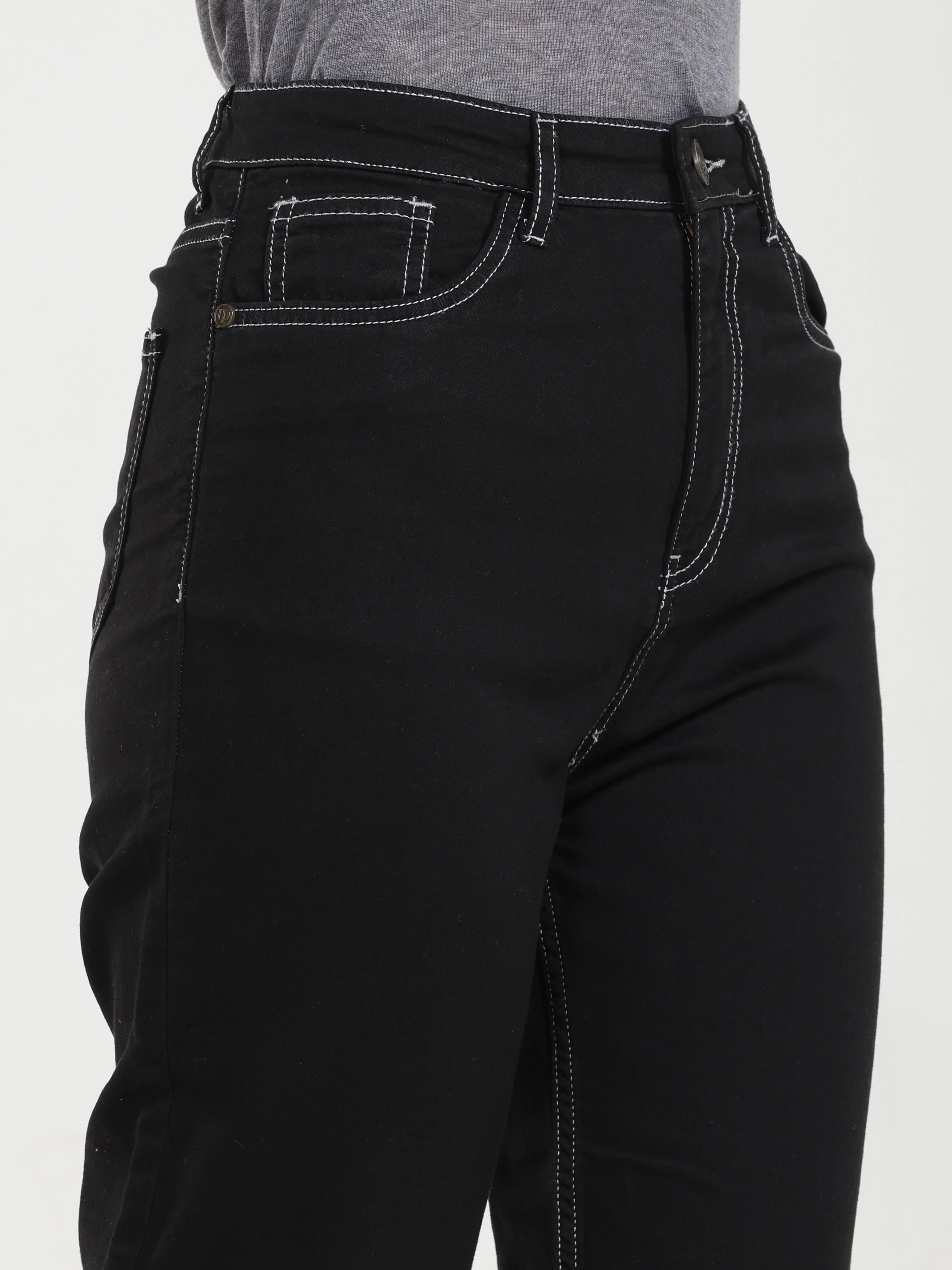 High Rise Mom Fit Denim - Black