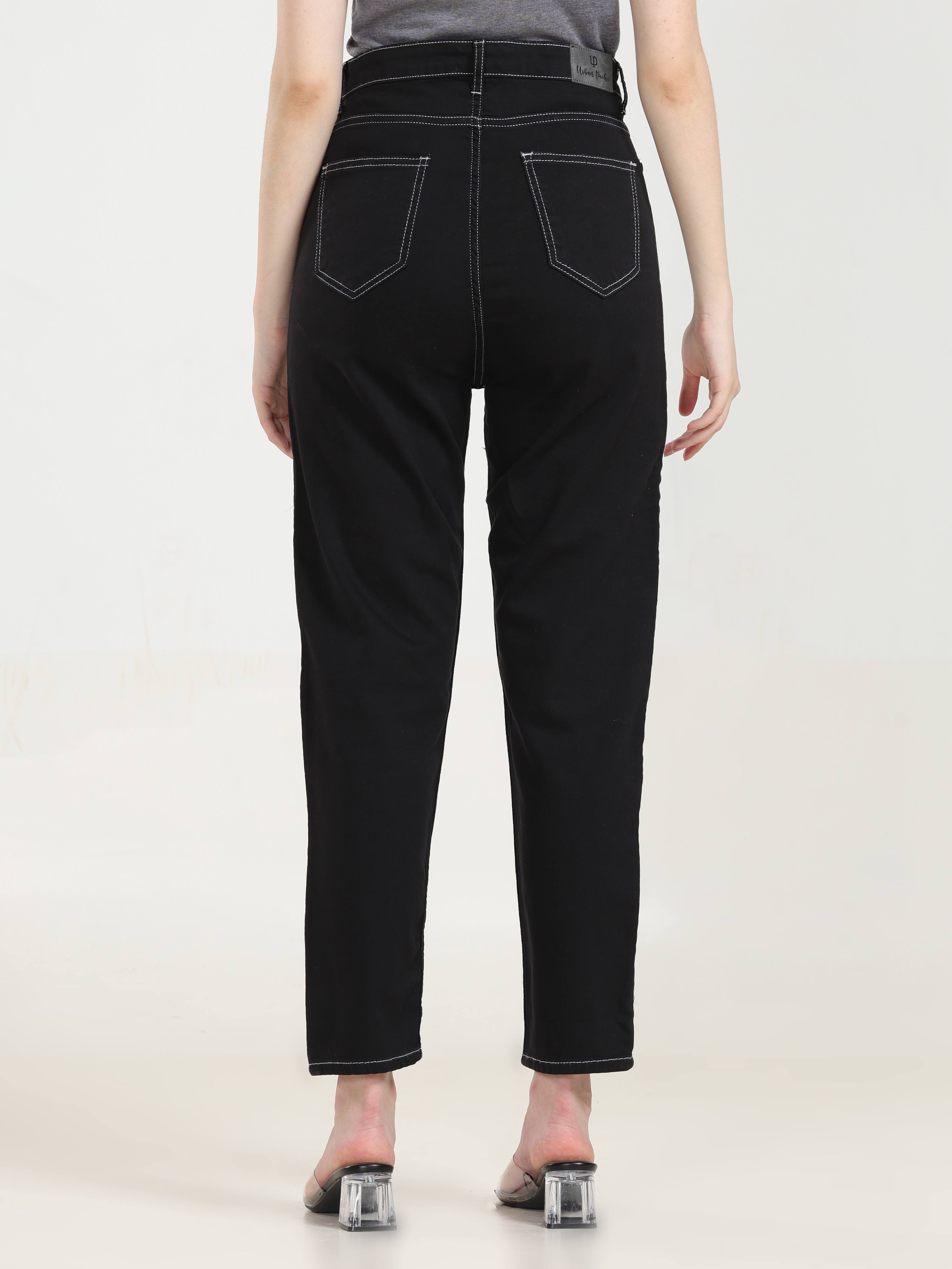 High Rise Mom Fit Denim - Black