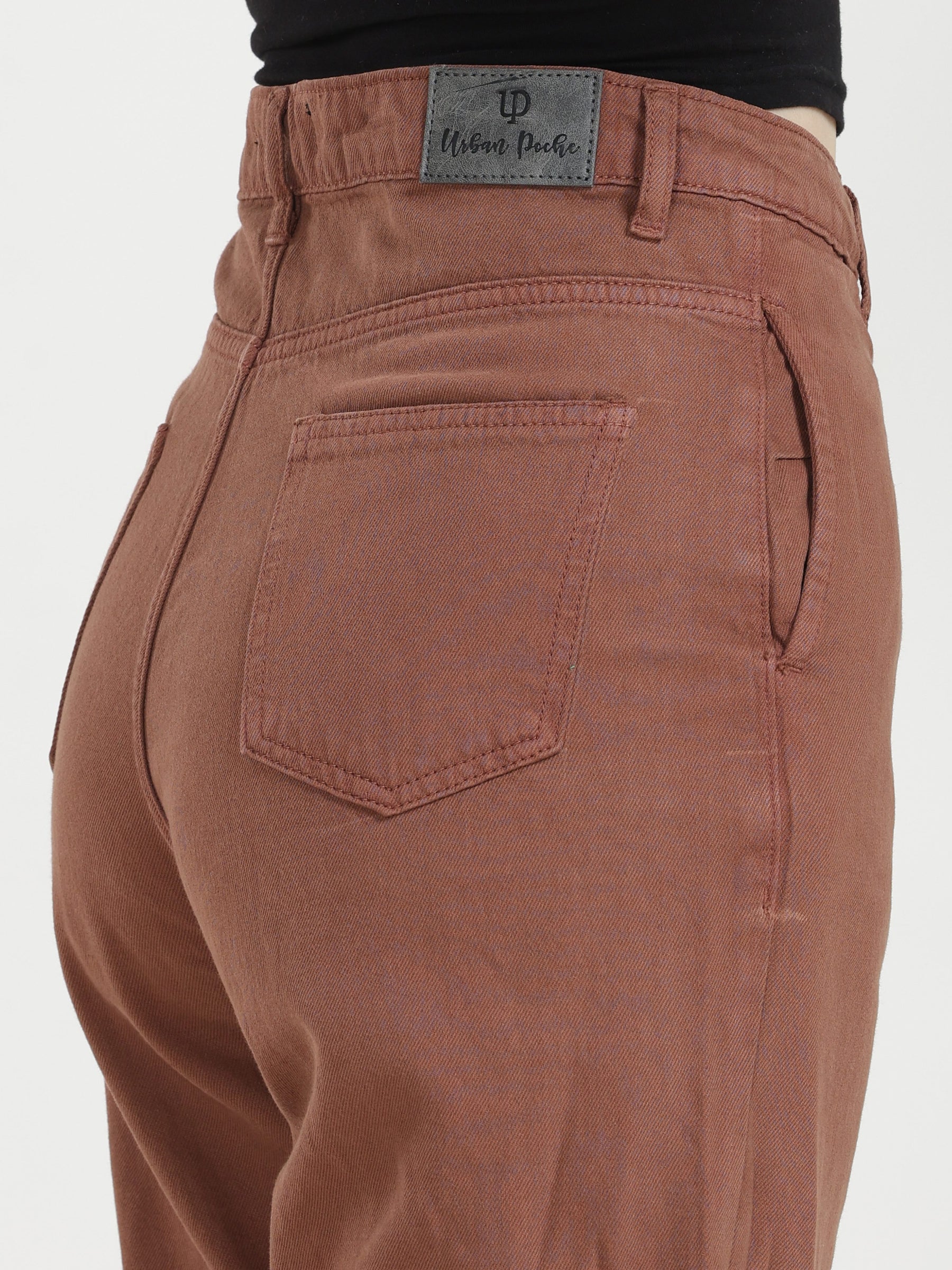High Rise Wide Leg Denim - Brown