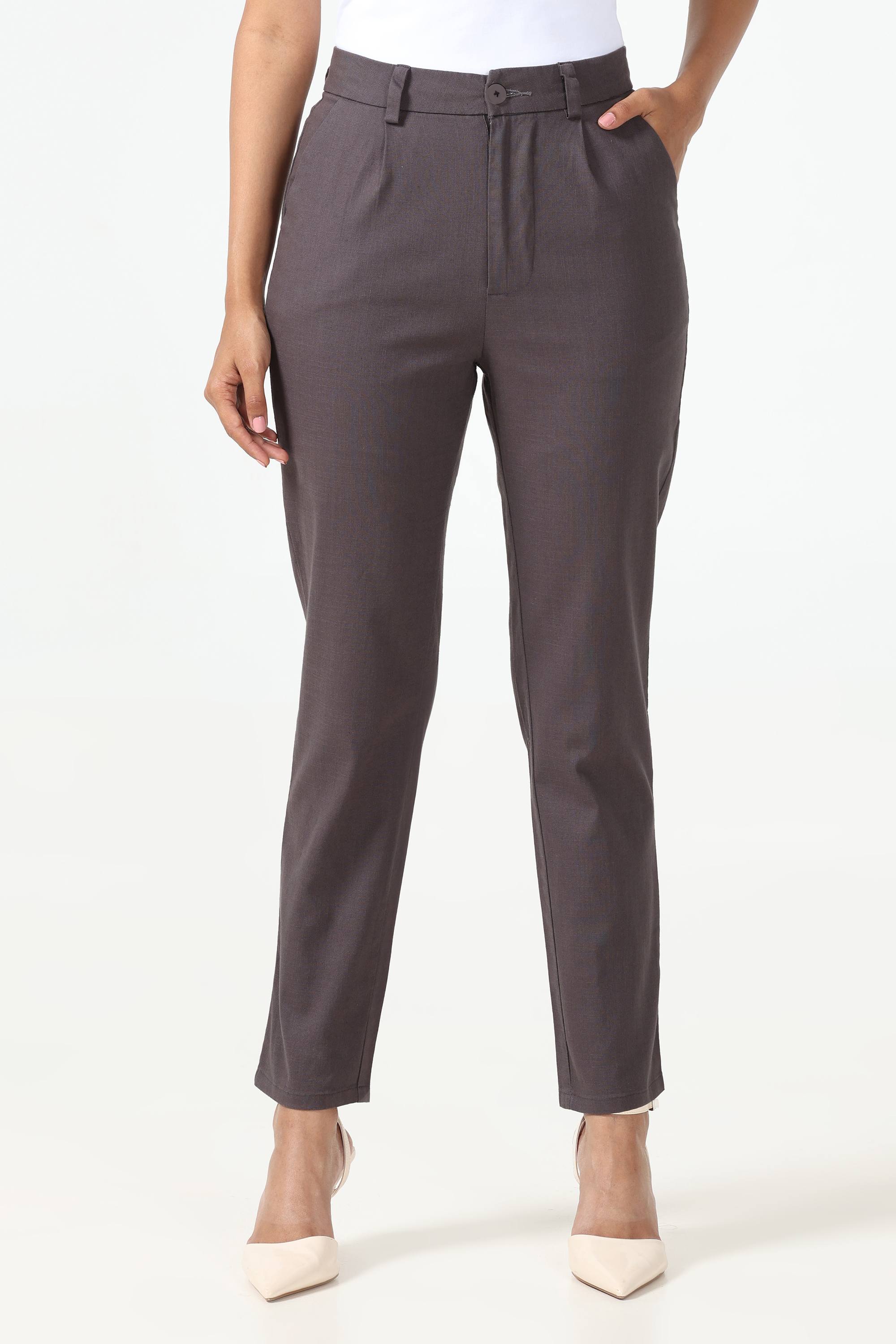 Linen Cotton Formal Trouser - Dark Grey
