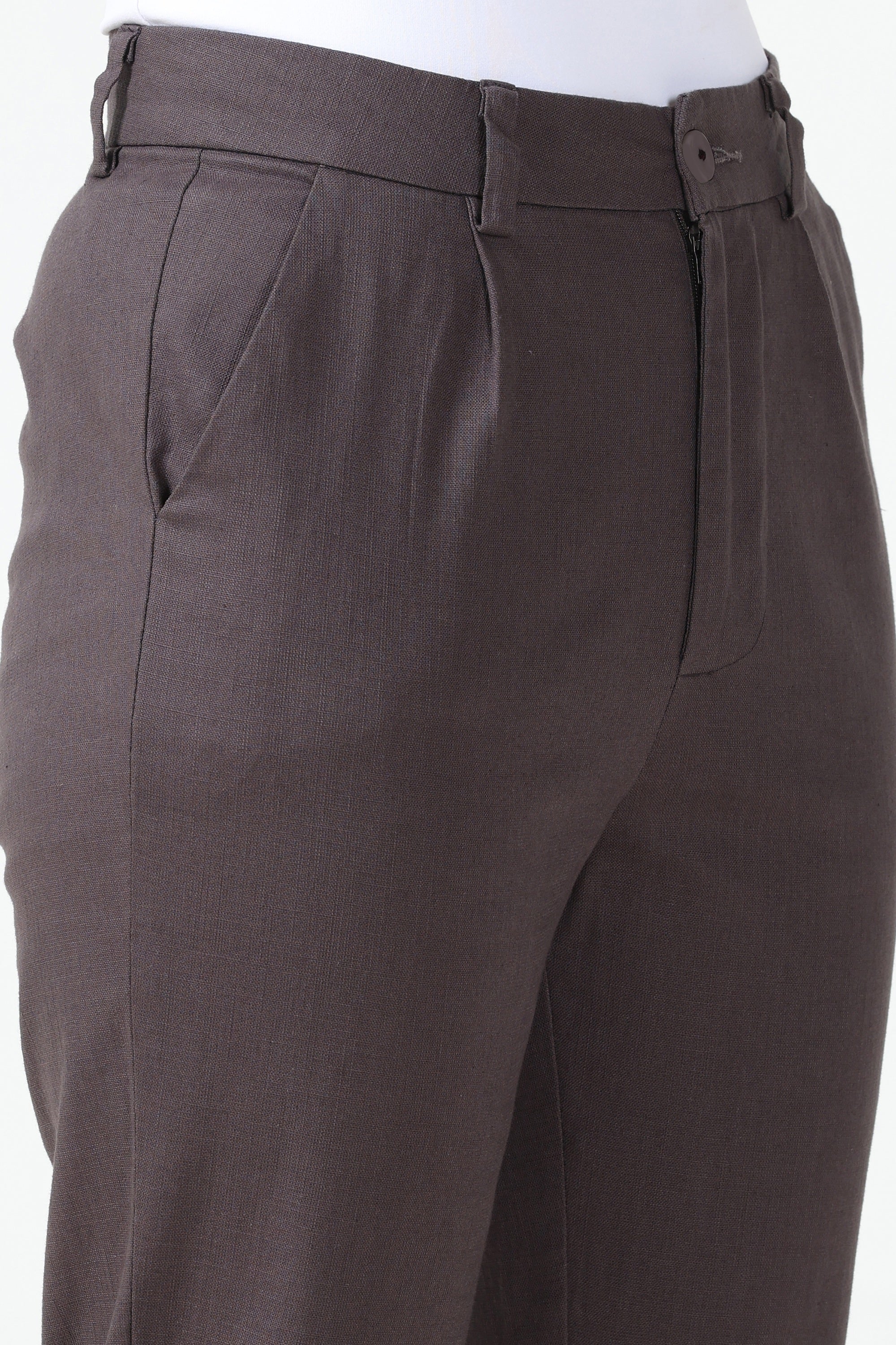 Linen Cotton Formal Trouser - Dark Grey
