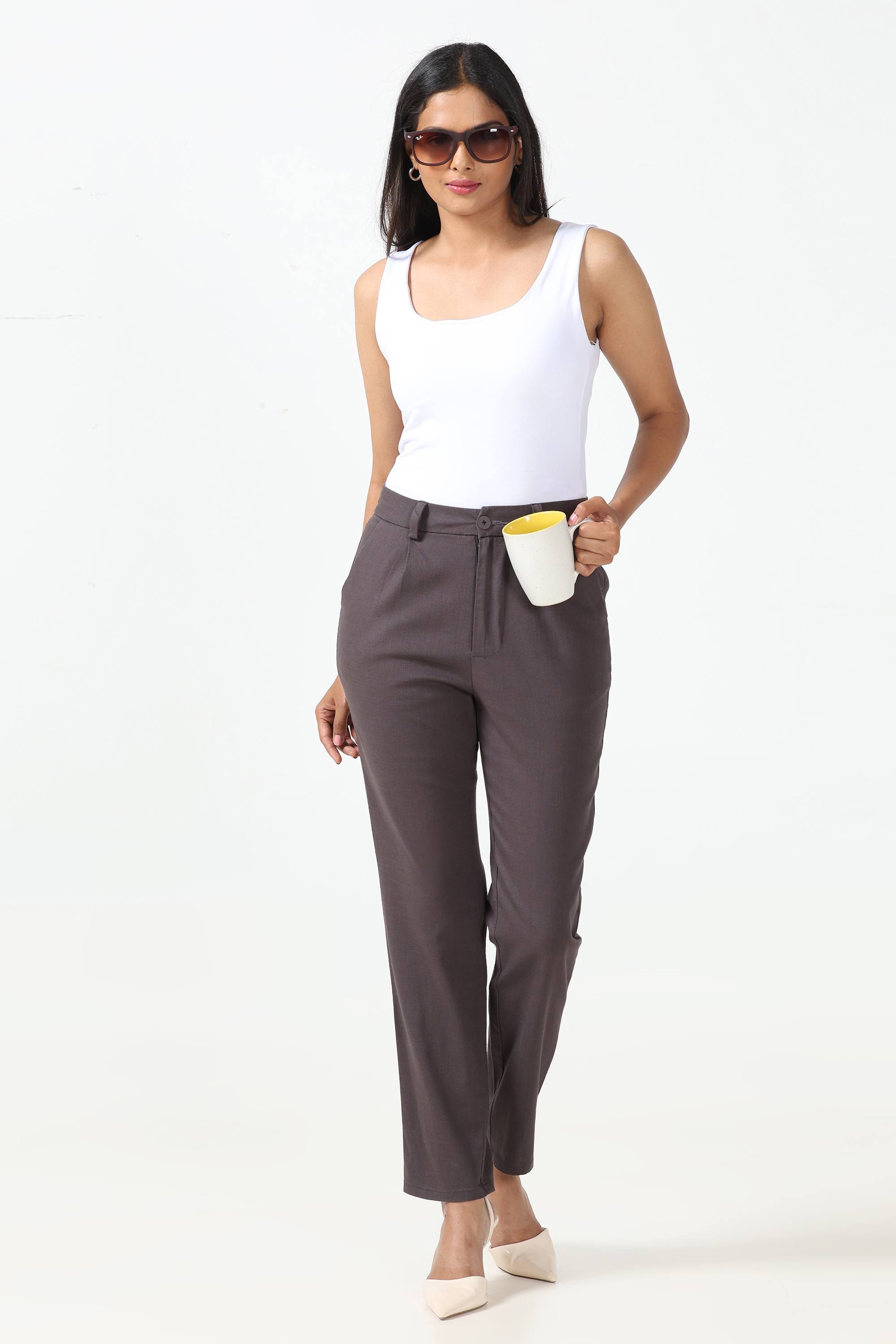 Linen Cotton Formal Trouser - Dark Grey