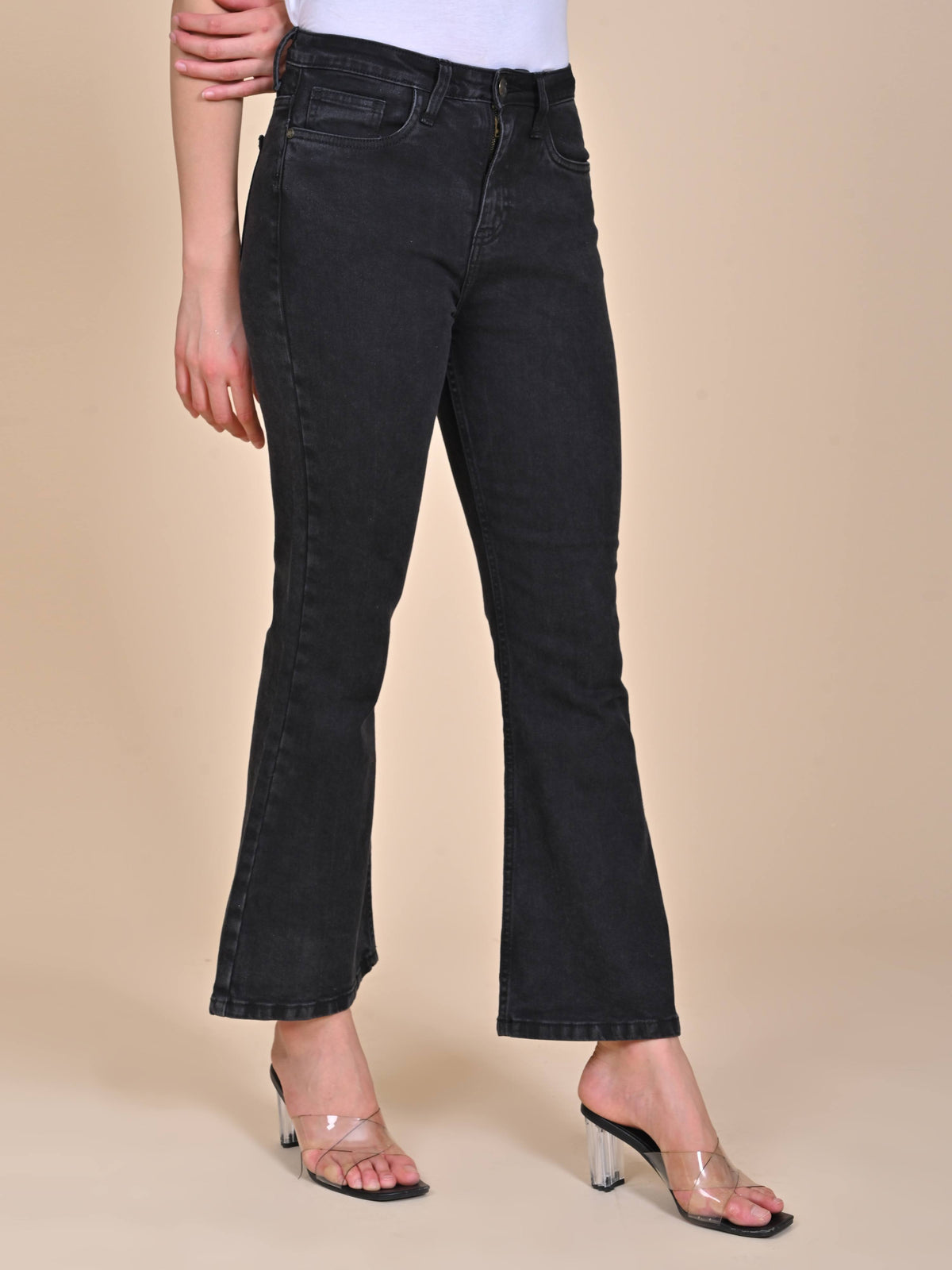High Rise Bootcut jeans - Charcoal Black