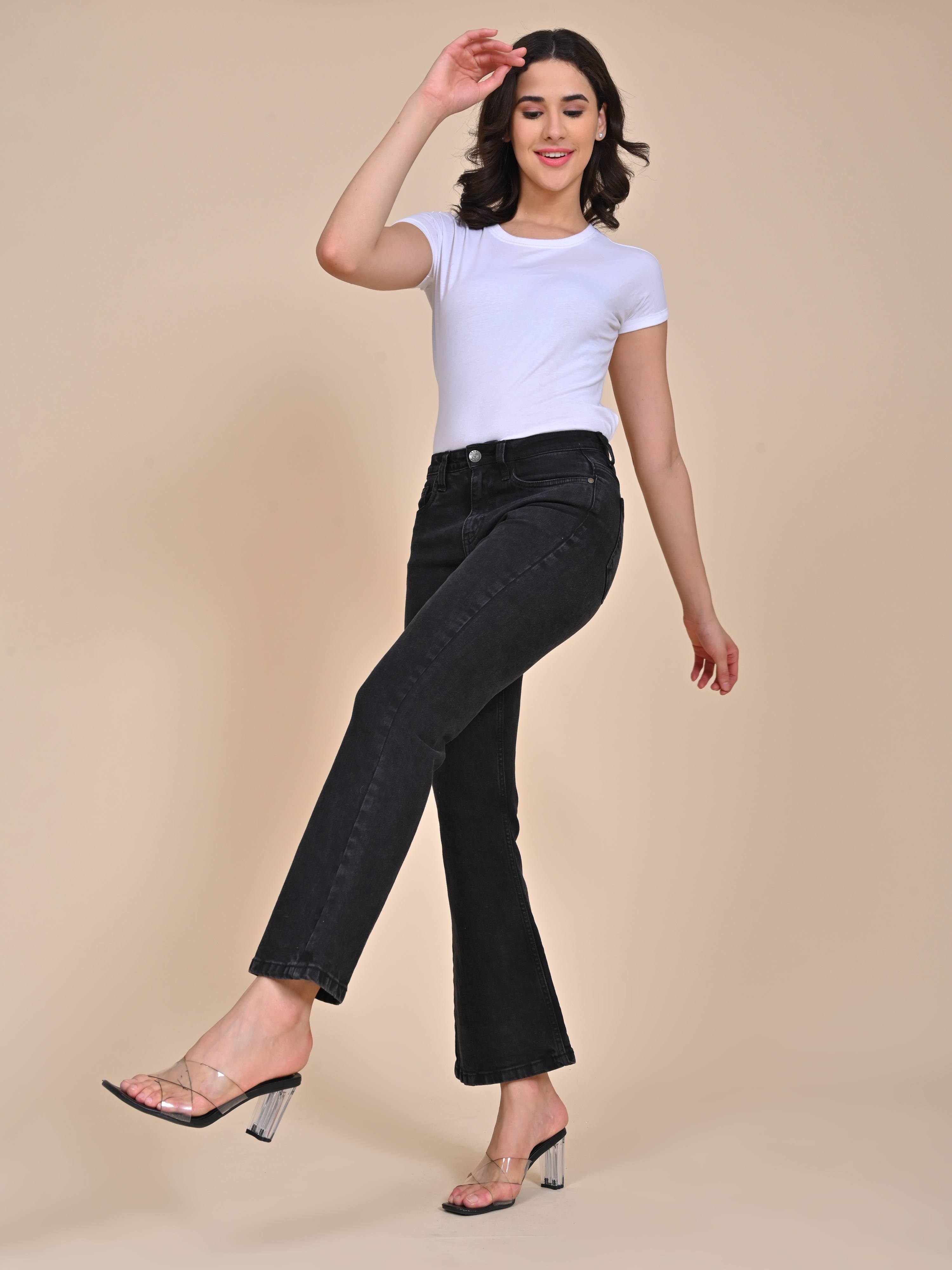 High Rise Bootcut jeans - Charcoal Black