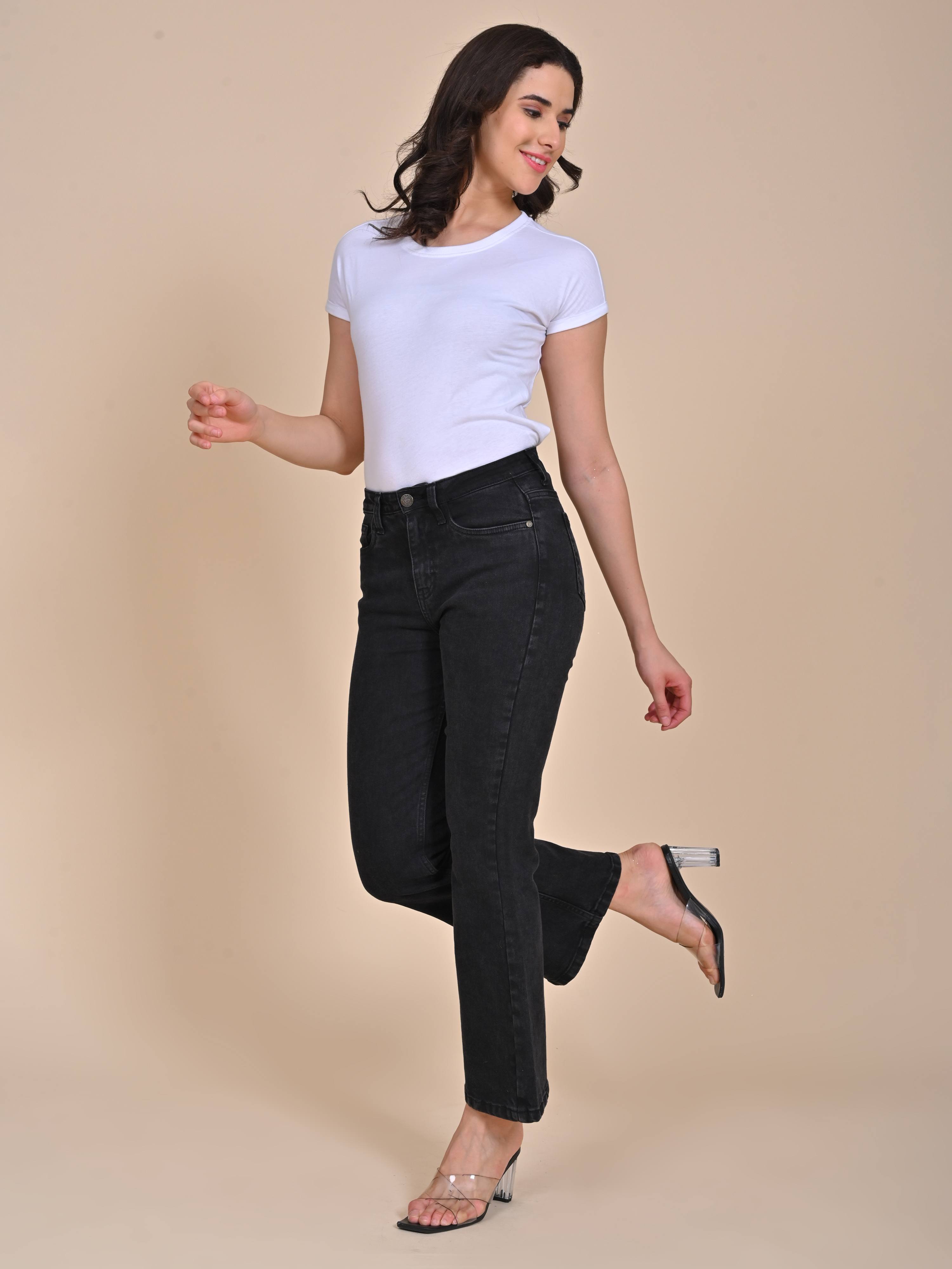 High Rise Bootcut jeans - Charcoal Black