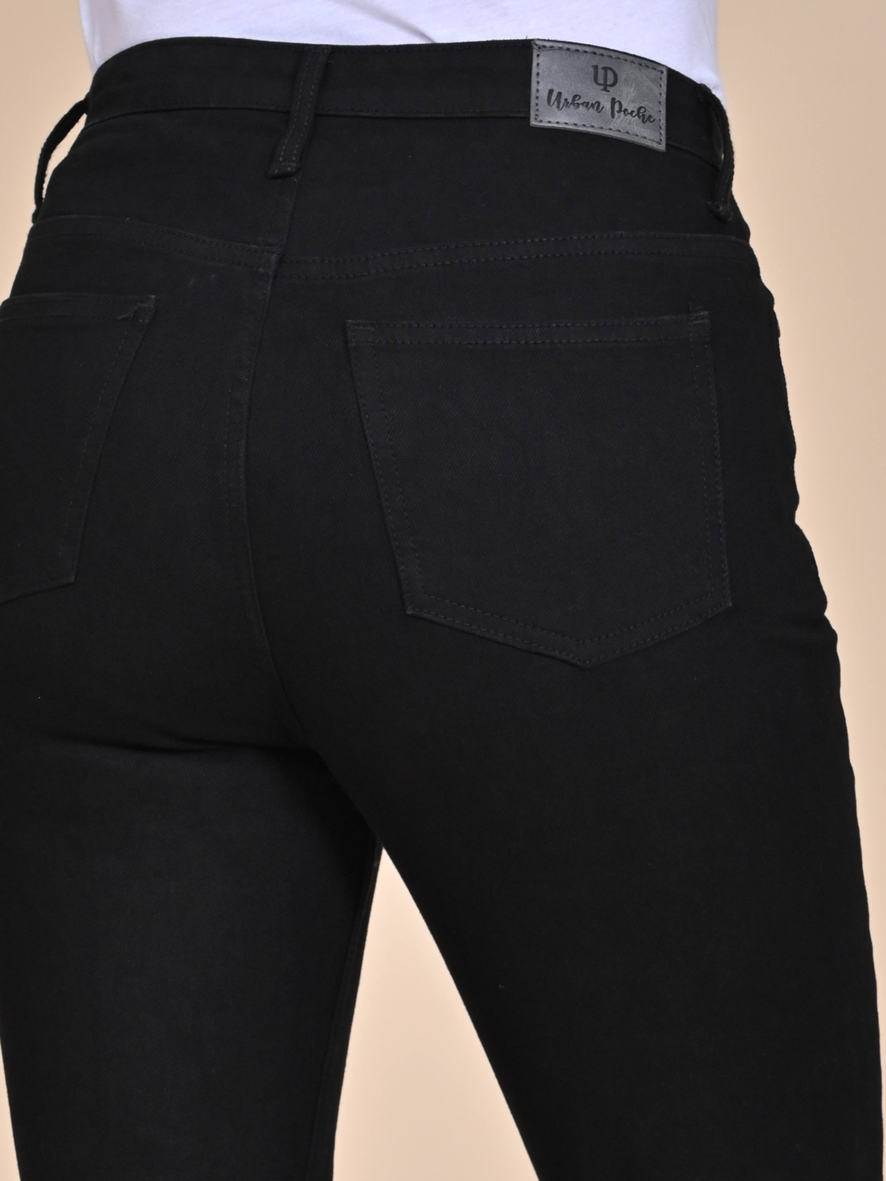 High Rise Bootcut Jeans - Jet Black Distressed Jeans