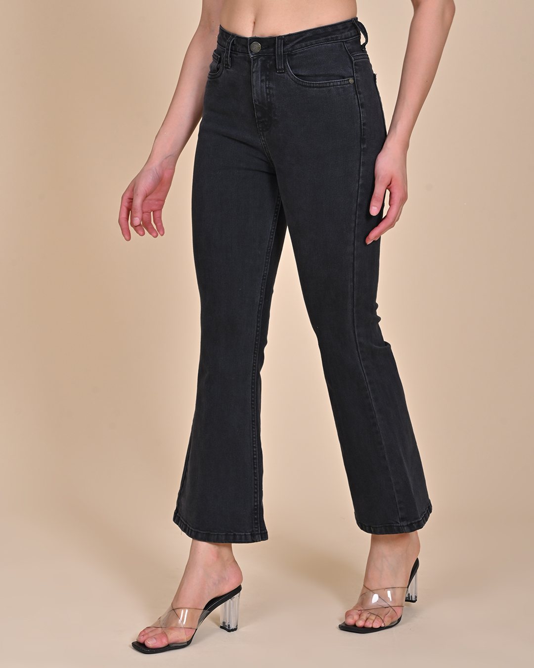 High Rise Bootcut Jeans - Grey