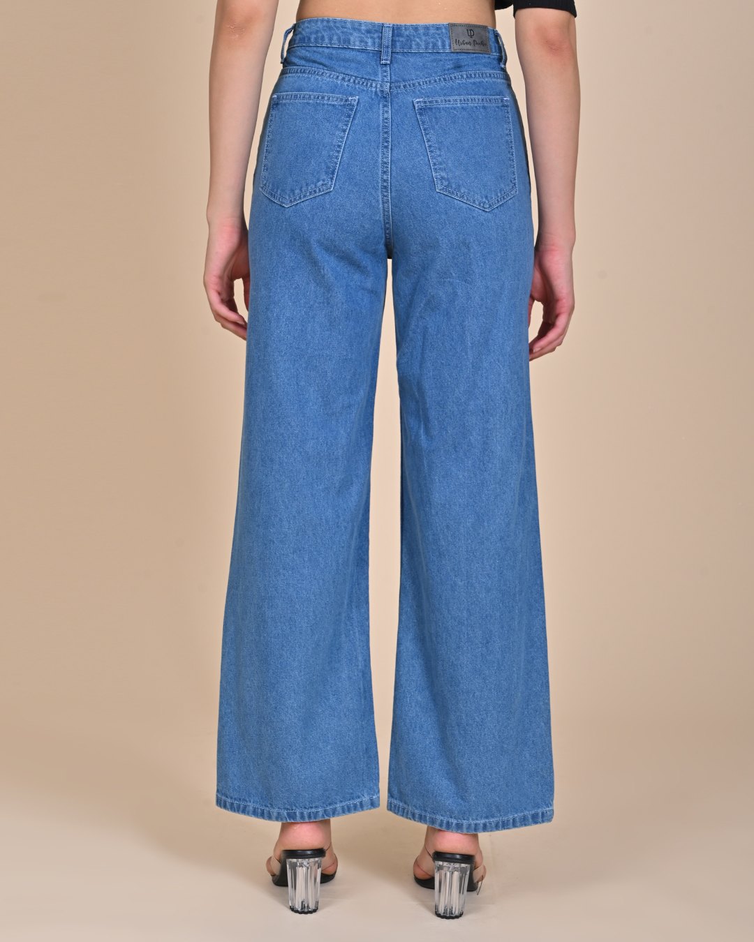 High Rise Wide Leg Denim Jeans - light Blue