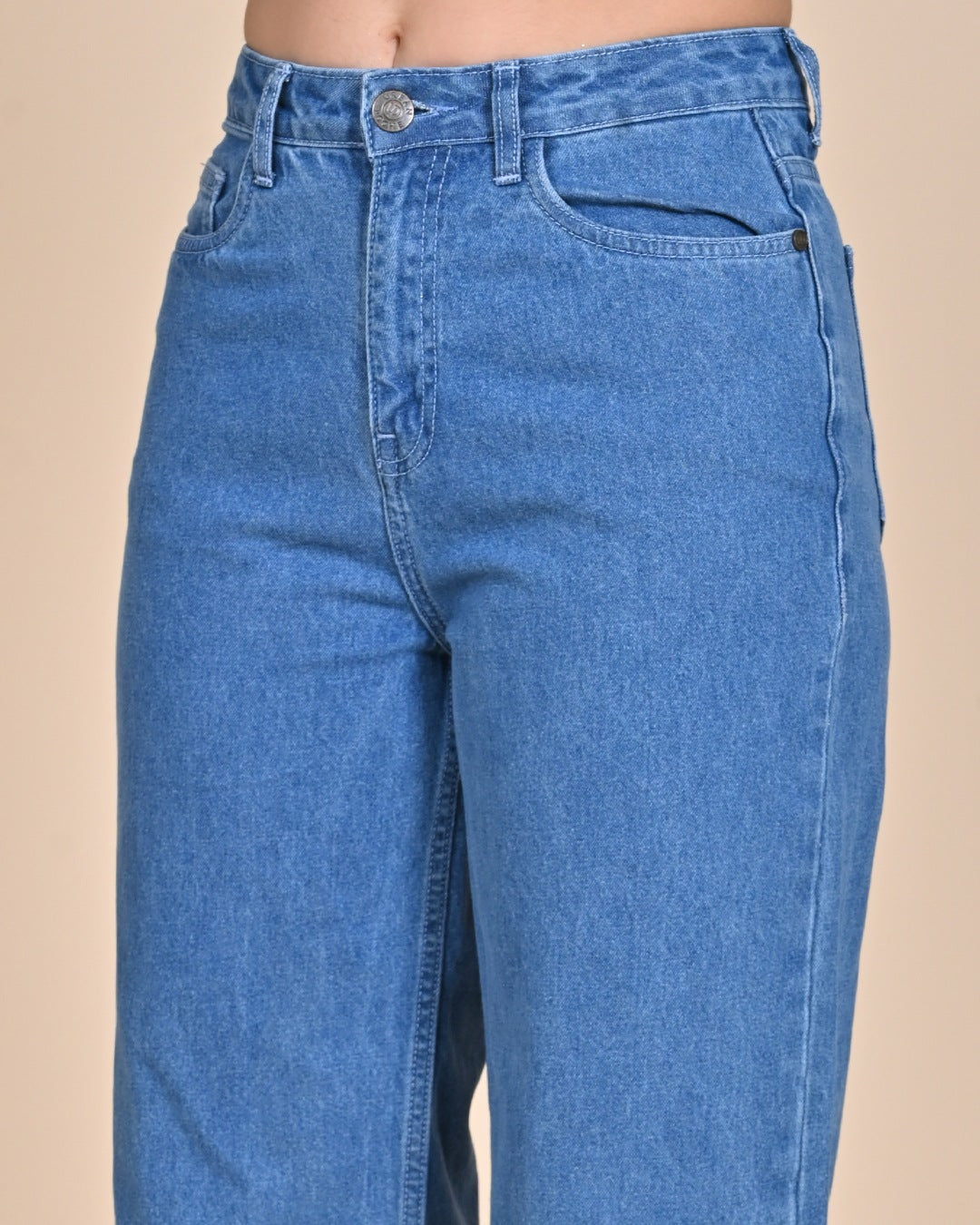 High Rise Wide Leg Denim Jeans - light Blue
