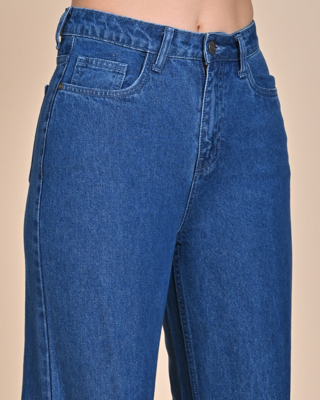 High Rise Wide leg Denim Jeans - Mid Blue