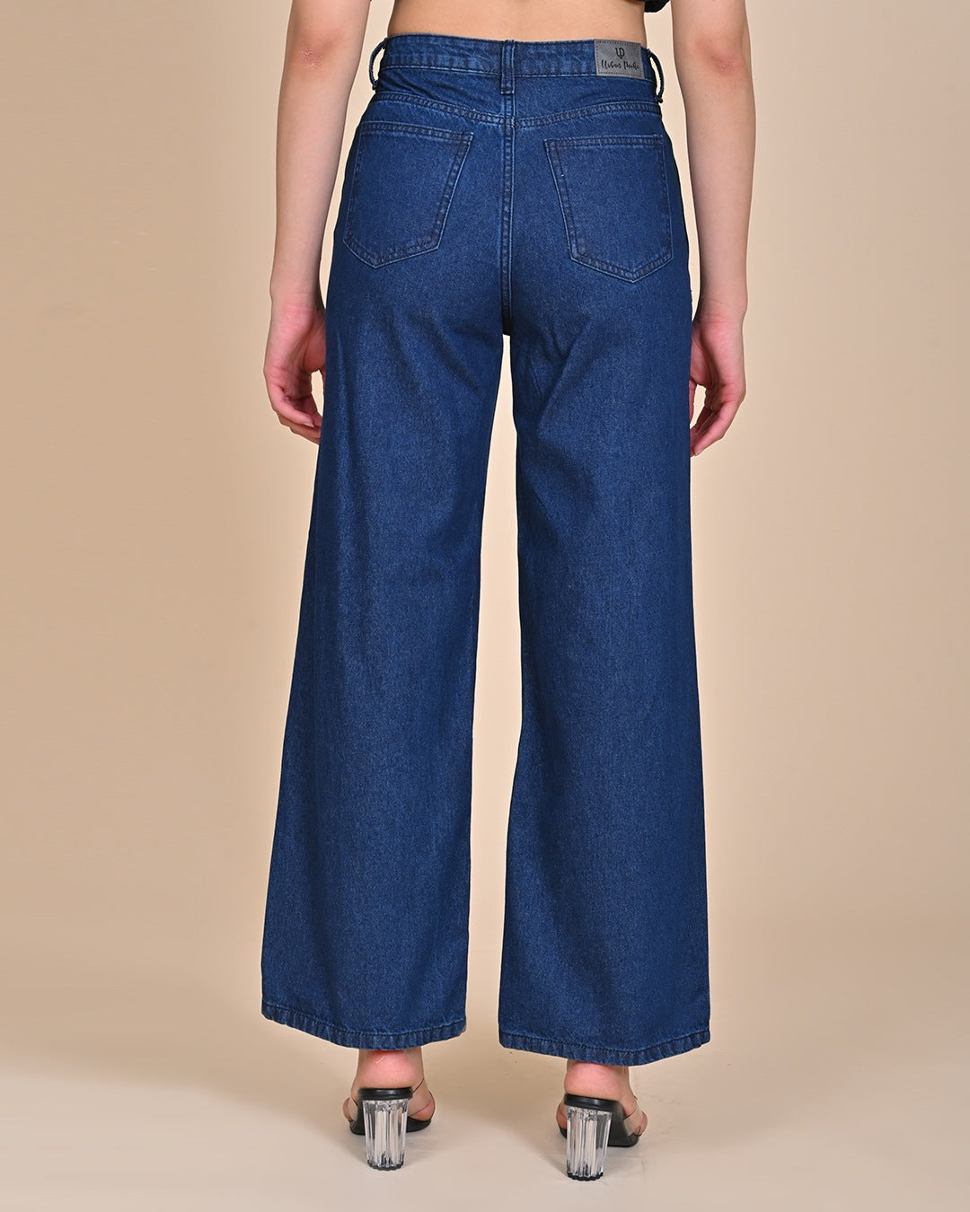 High Rise Wide Leg Denim Jeans - Indigo