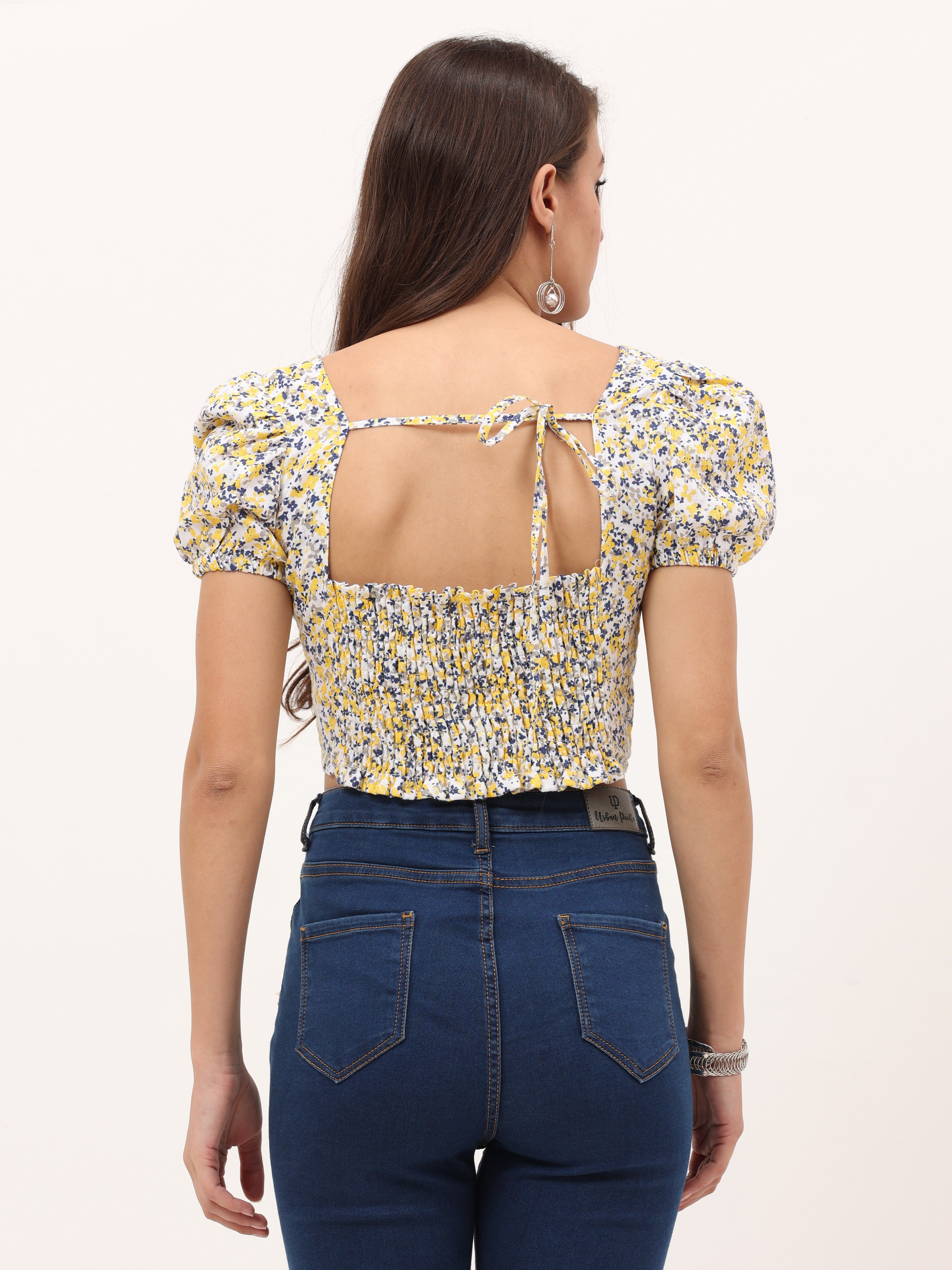 Sweetheart Smocked Crop Top