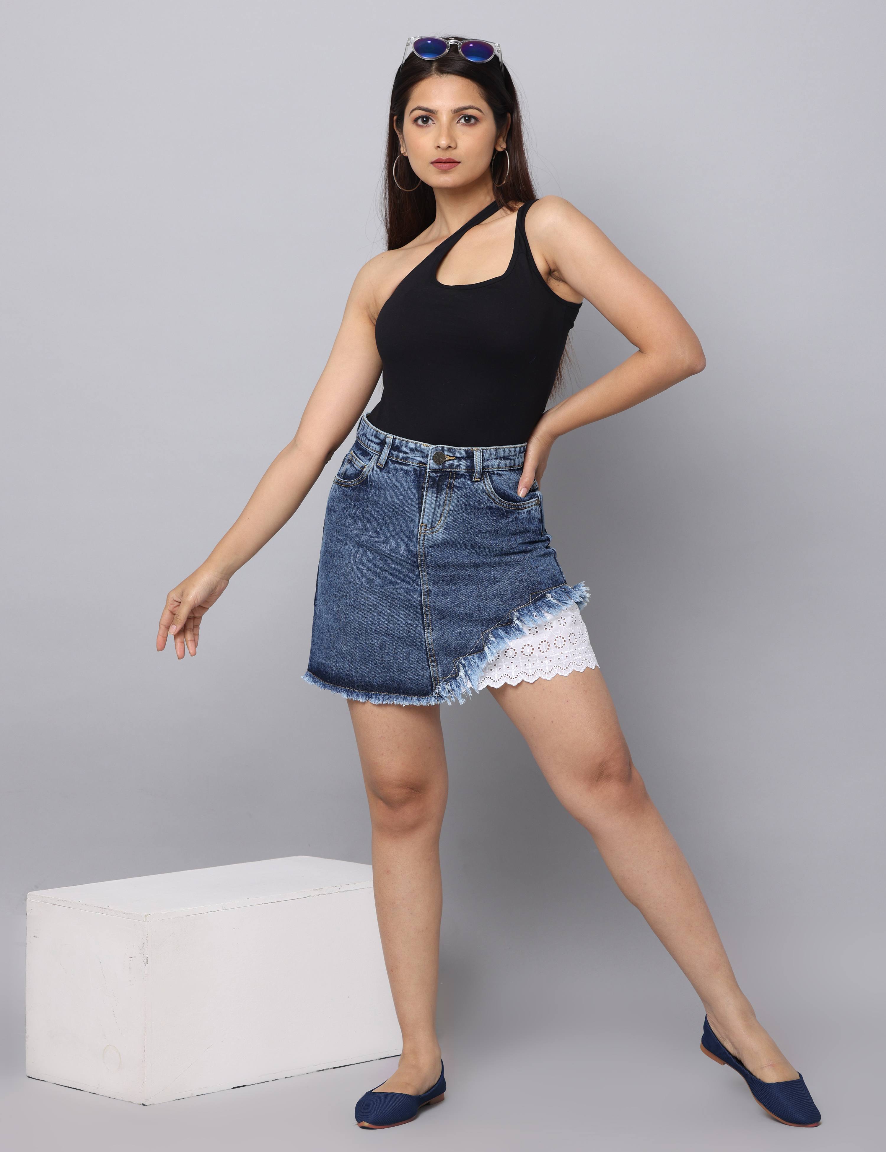 Hight Waist Towel Wash Denim Skirt