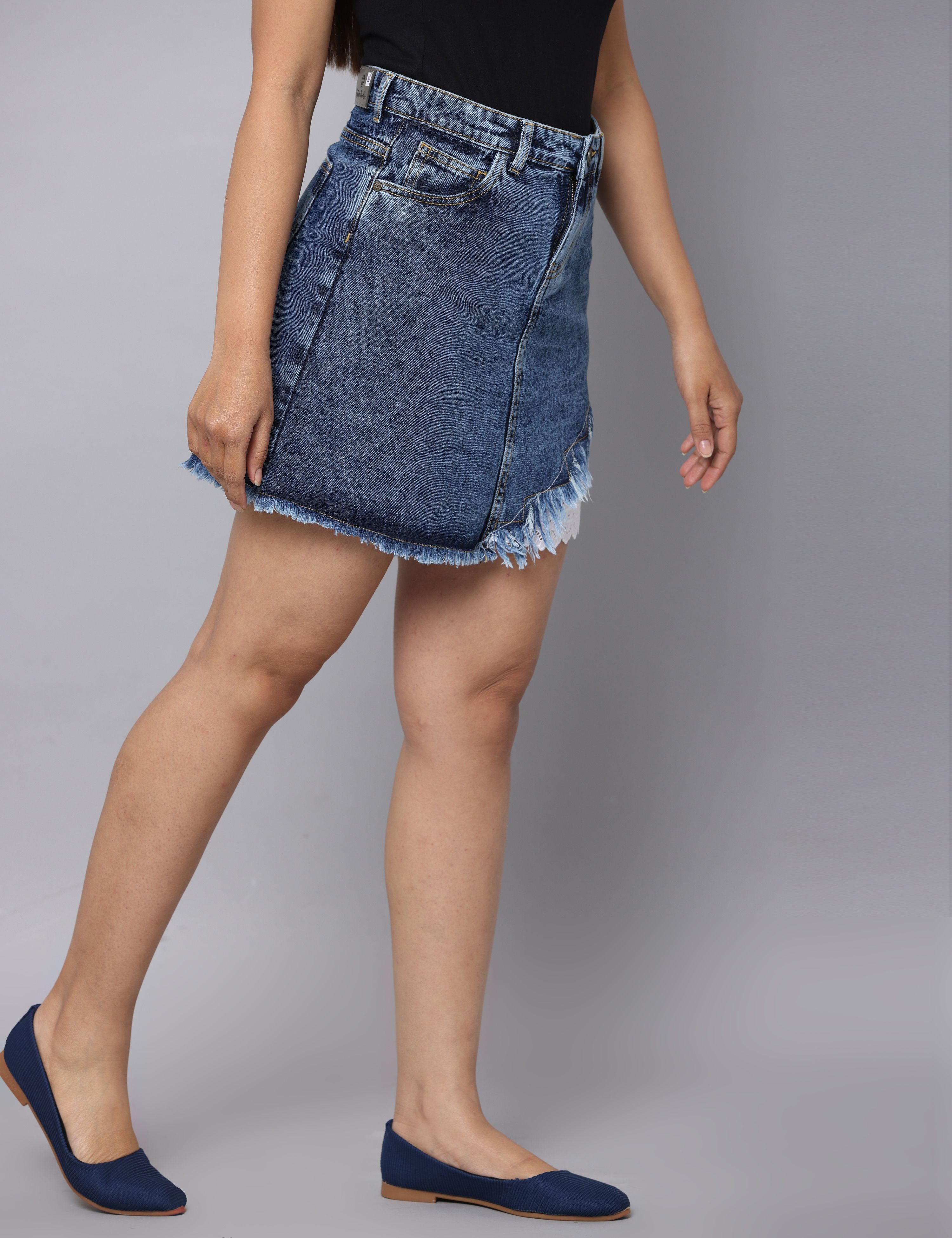 Hight Waist Towel Wash Denim Skirt