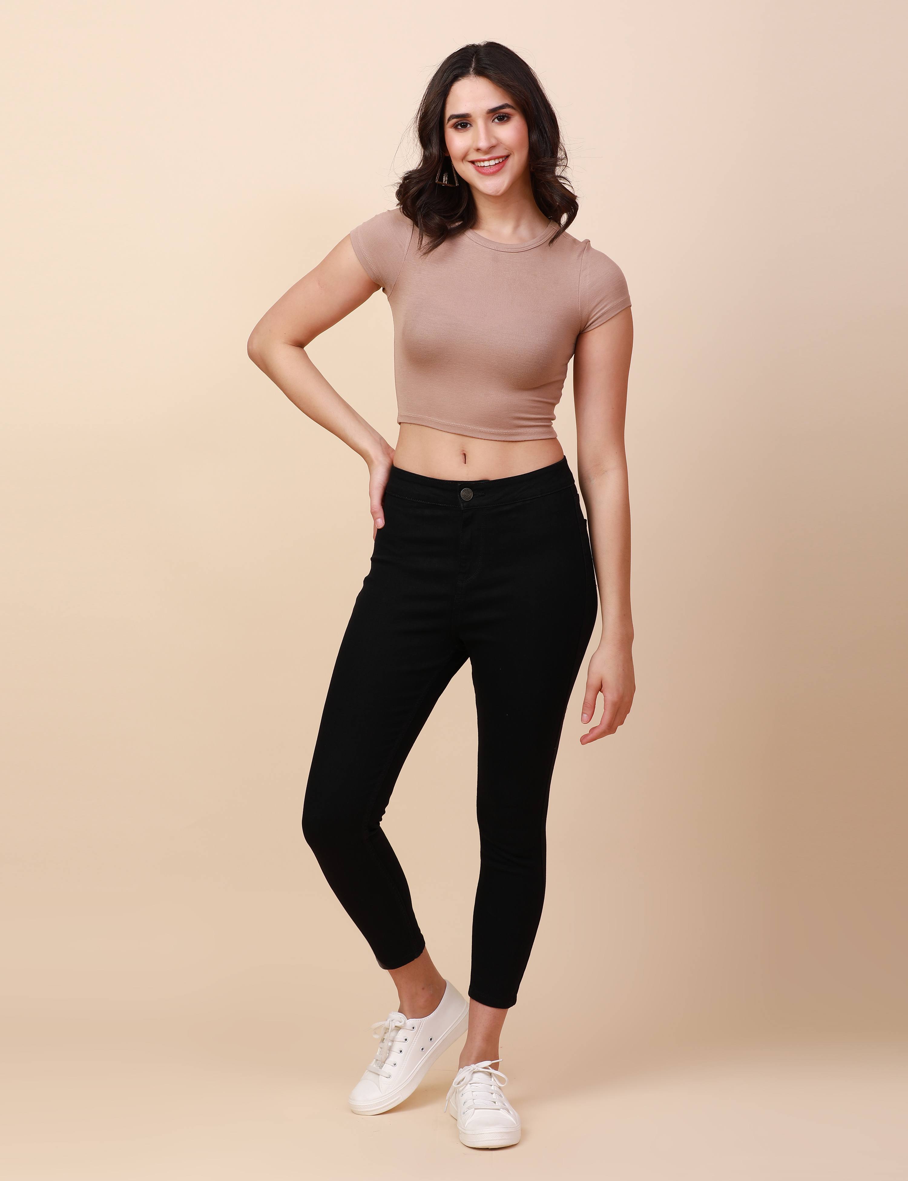 Skinny Jet Black High Waist Jeans Ankle Fit