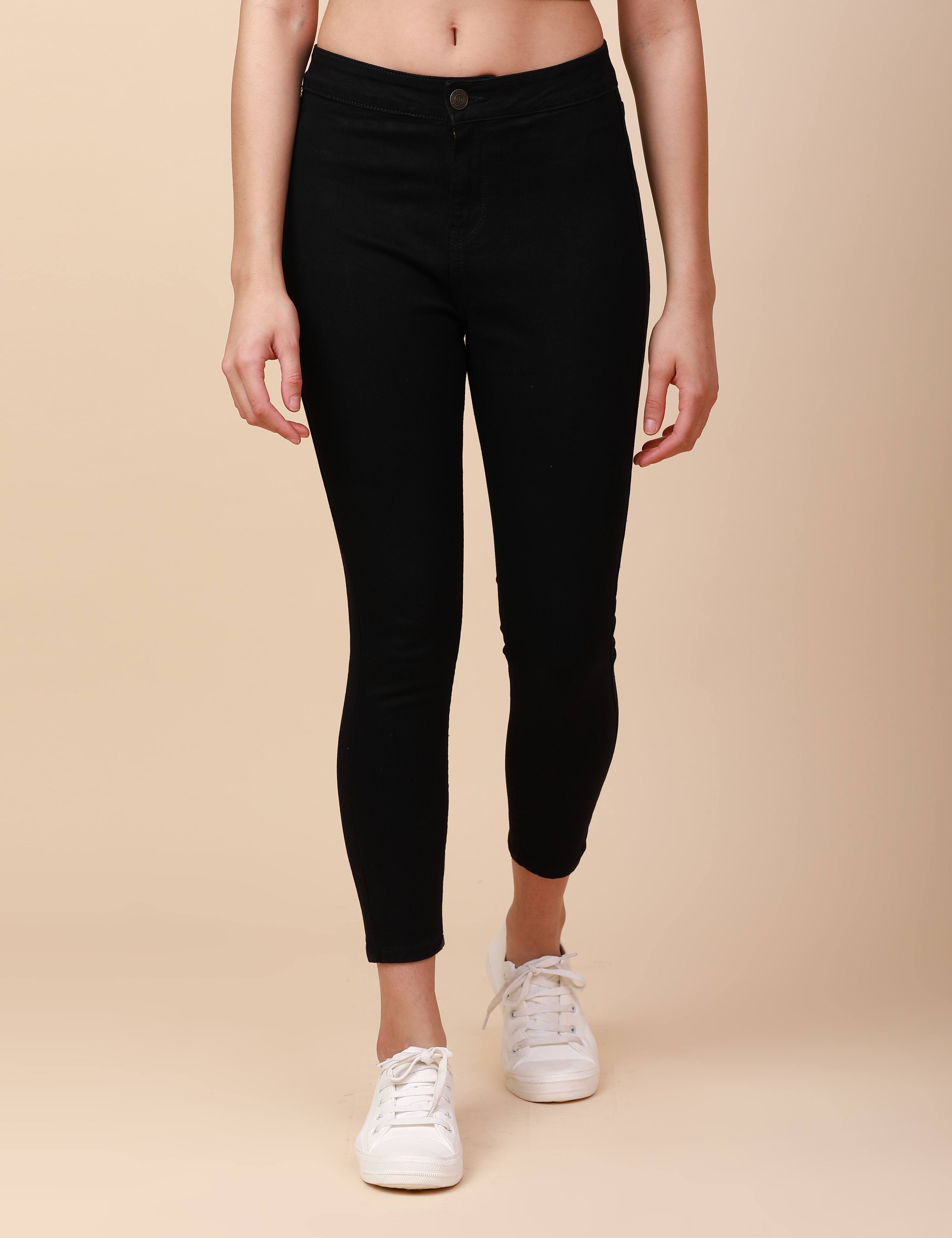 Skinny Jet Black High Waist Jeans Ankle Fit