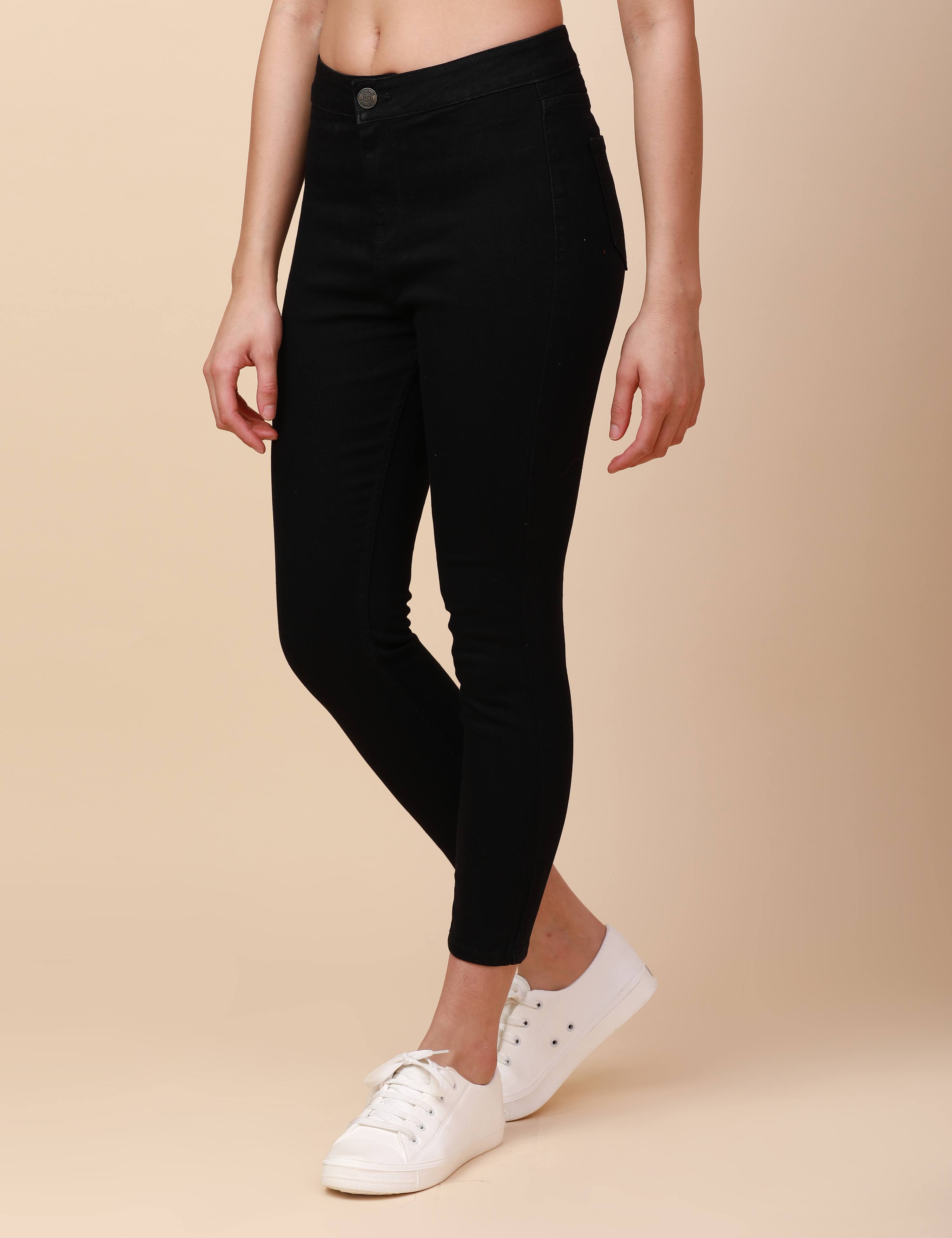 Skinny Jet Black High Waist Jeans Ankle Fit