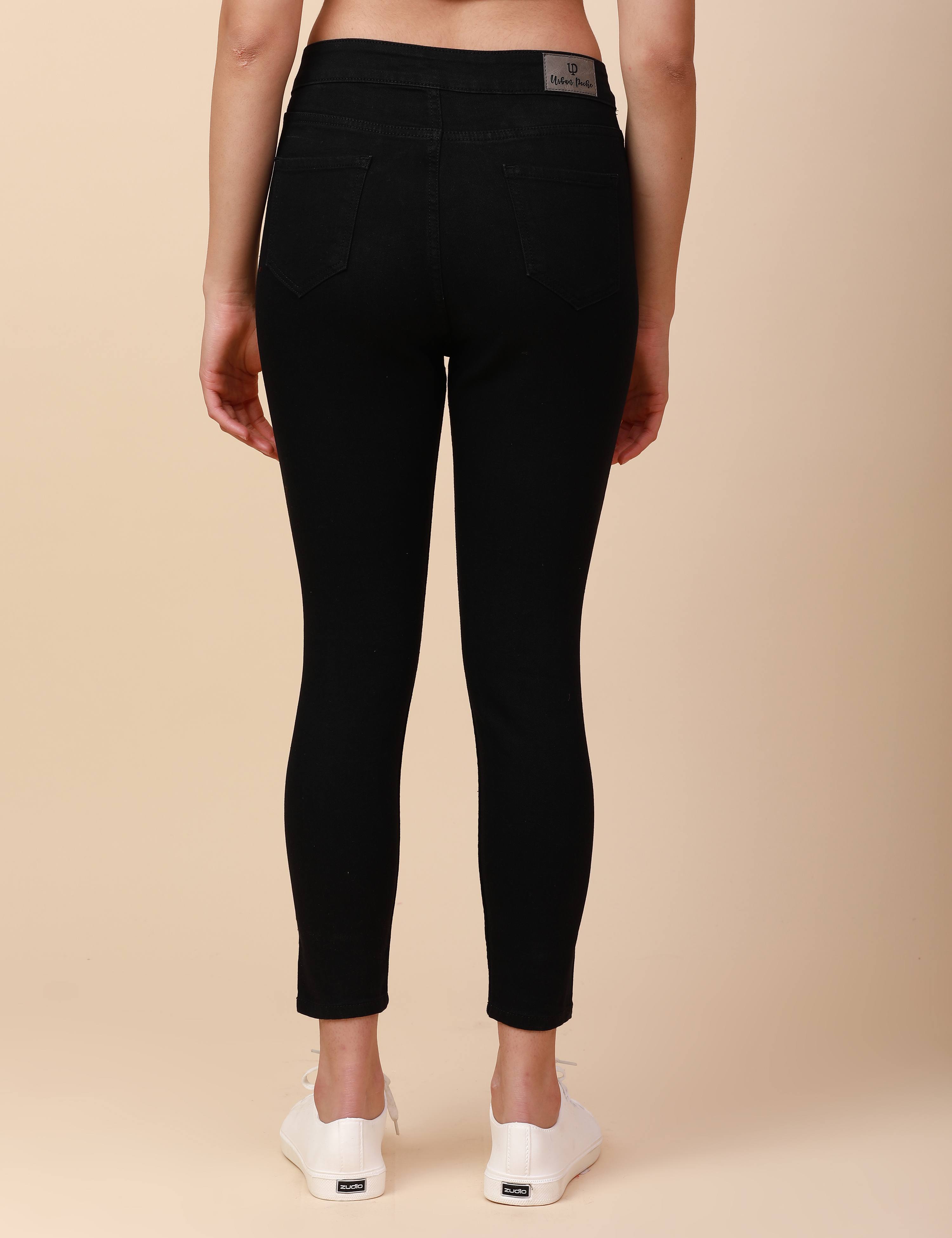 Skinny Jet Black High Waist Jeans Ankle Fit