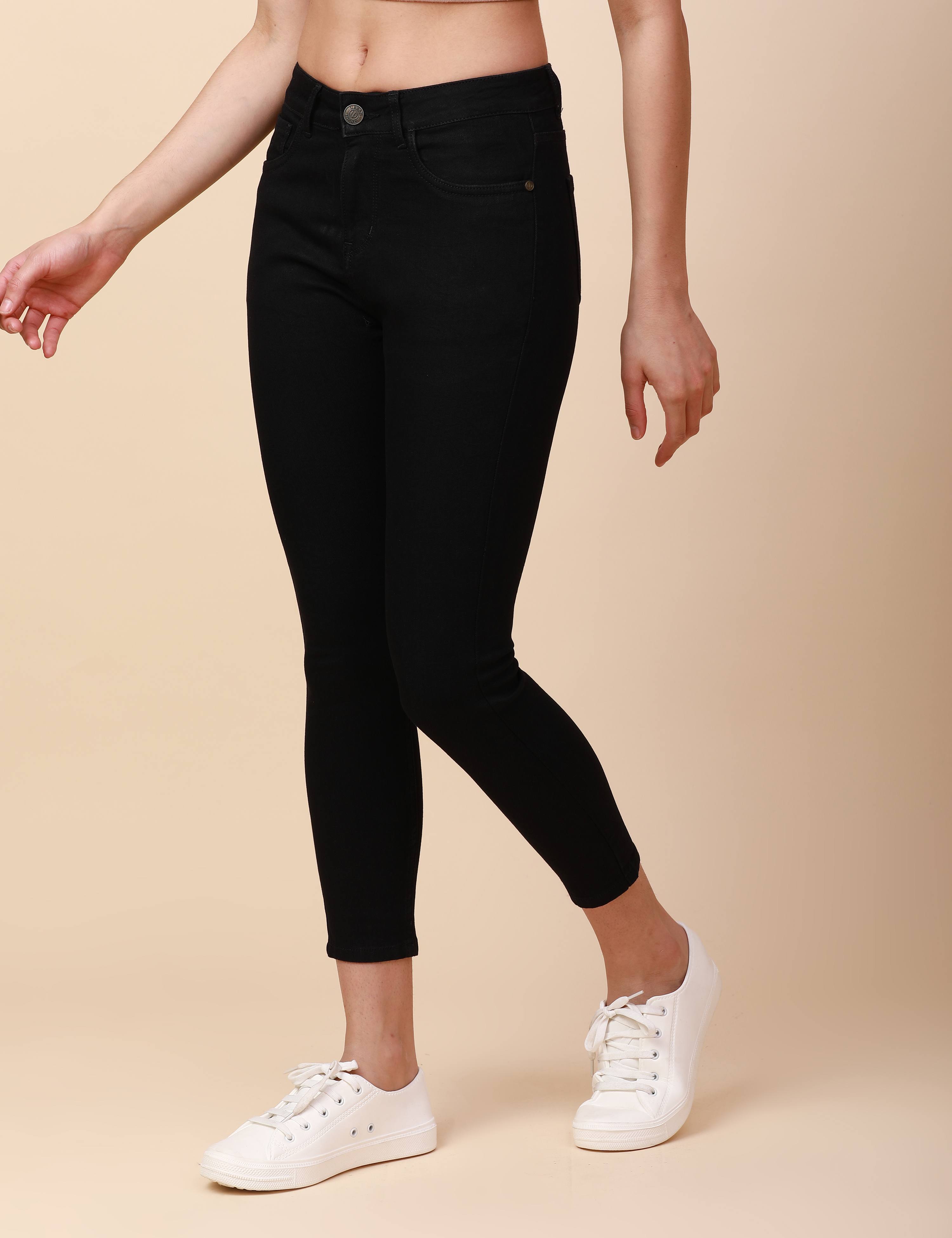 Skinny Jet Black High Waist Jeans Ankle Fit
