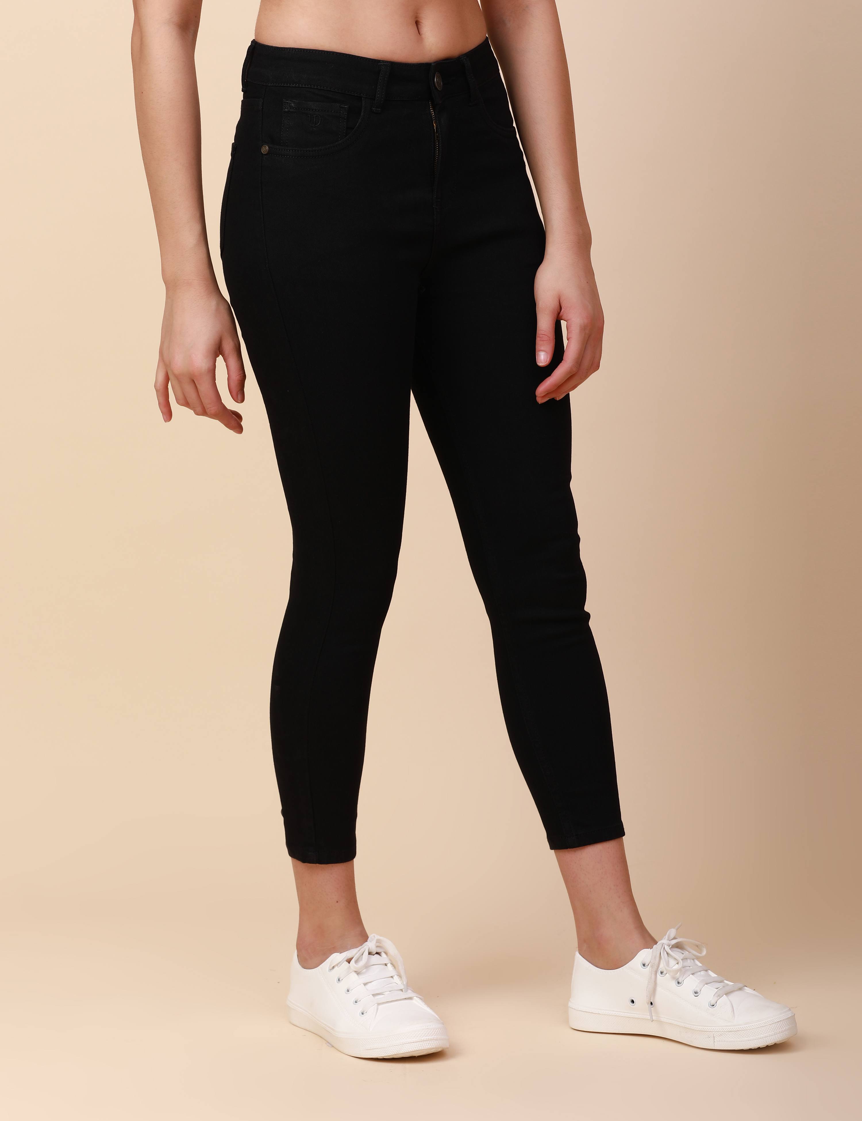 Skinny Jet Black High Waist Jeans Ankle Fit
