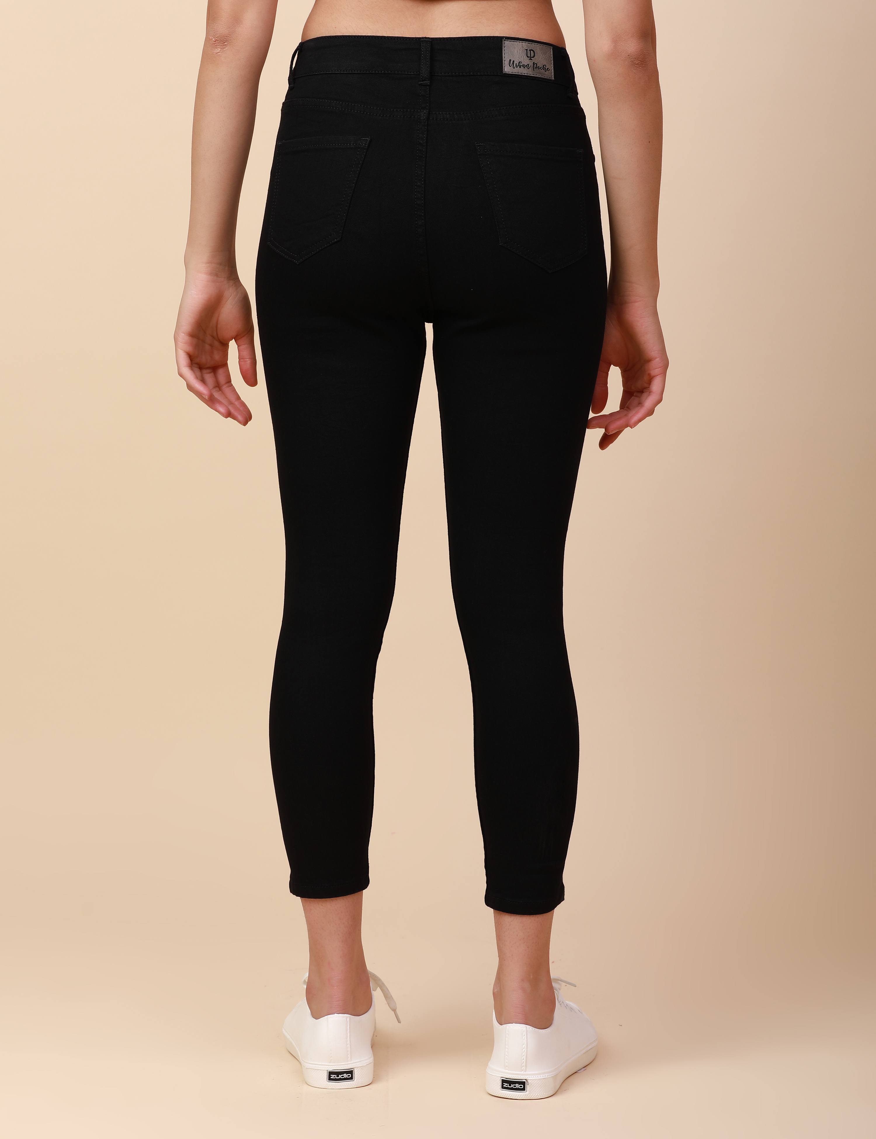 Skinny Jet Black High Waist Jeans Ankle Fit