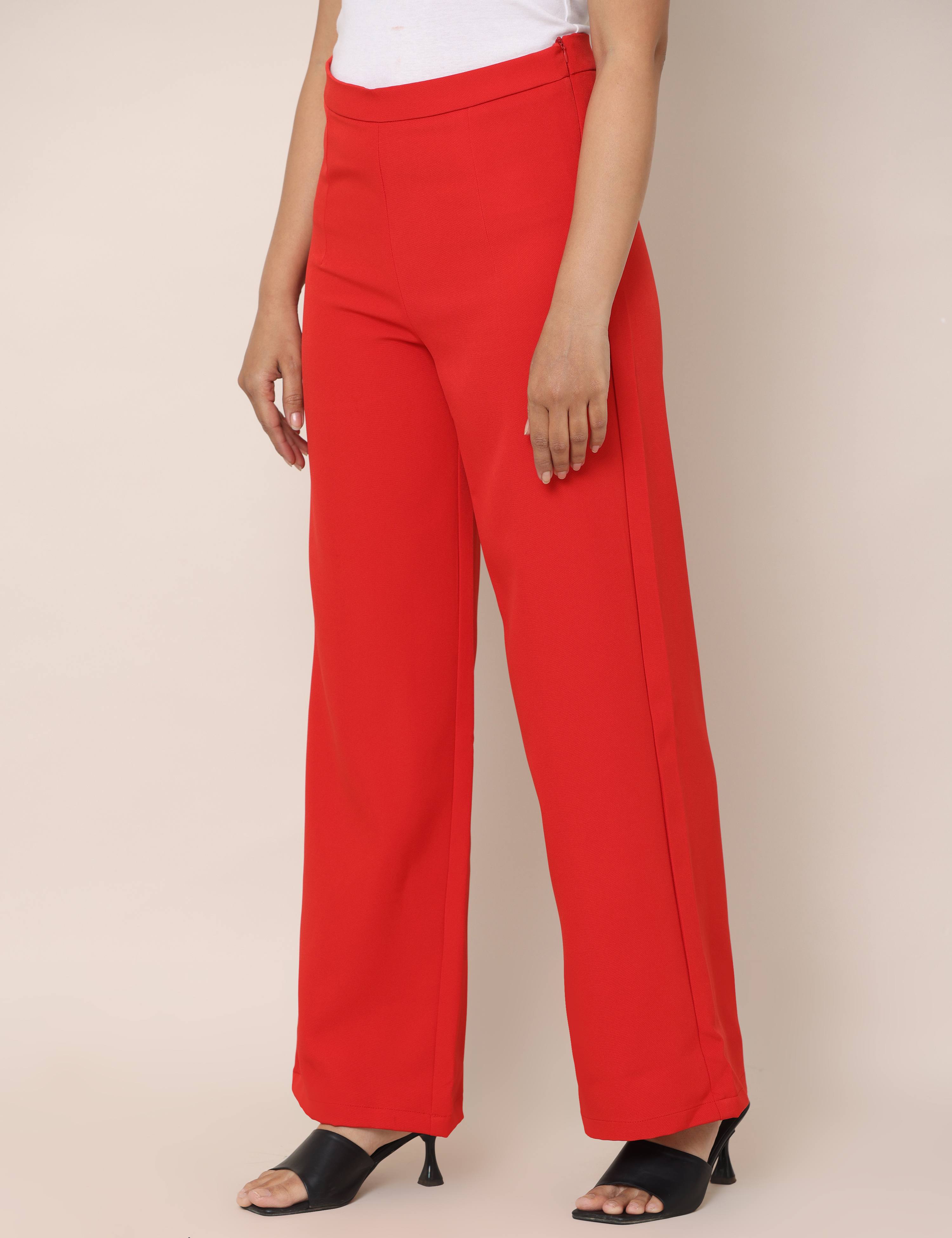4 Way Stretch High-waist trousers-Red
