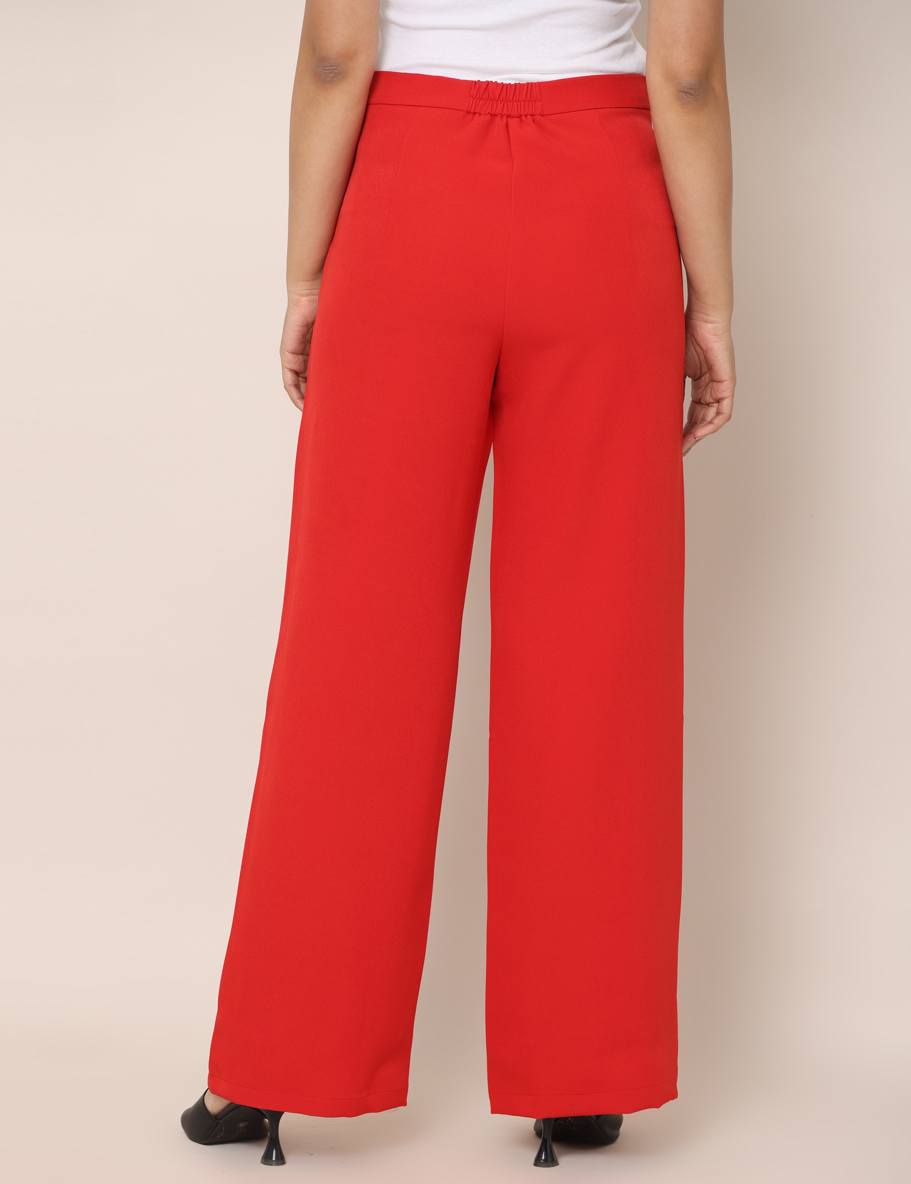 4 Way Stretch High-waist trousers-Red